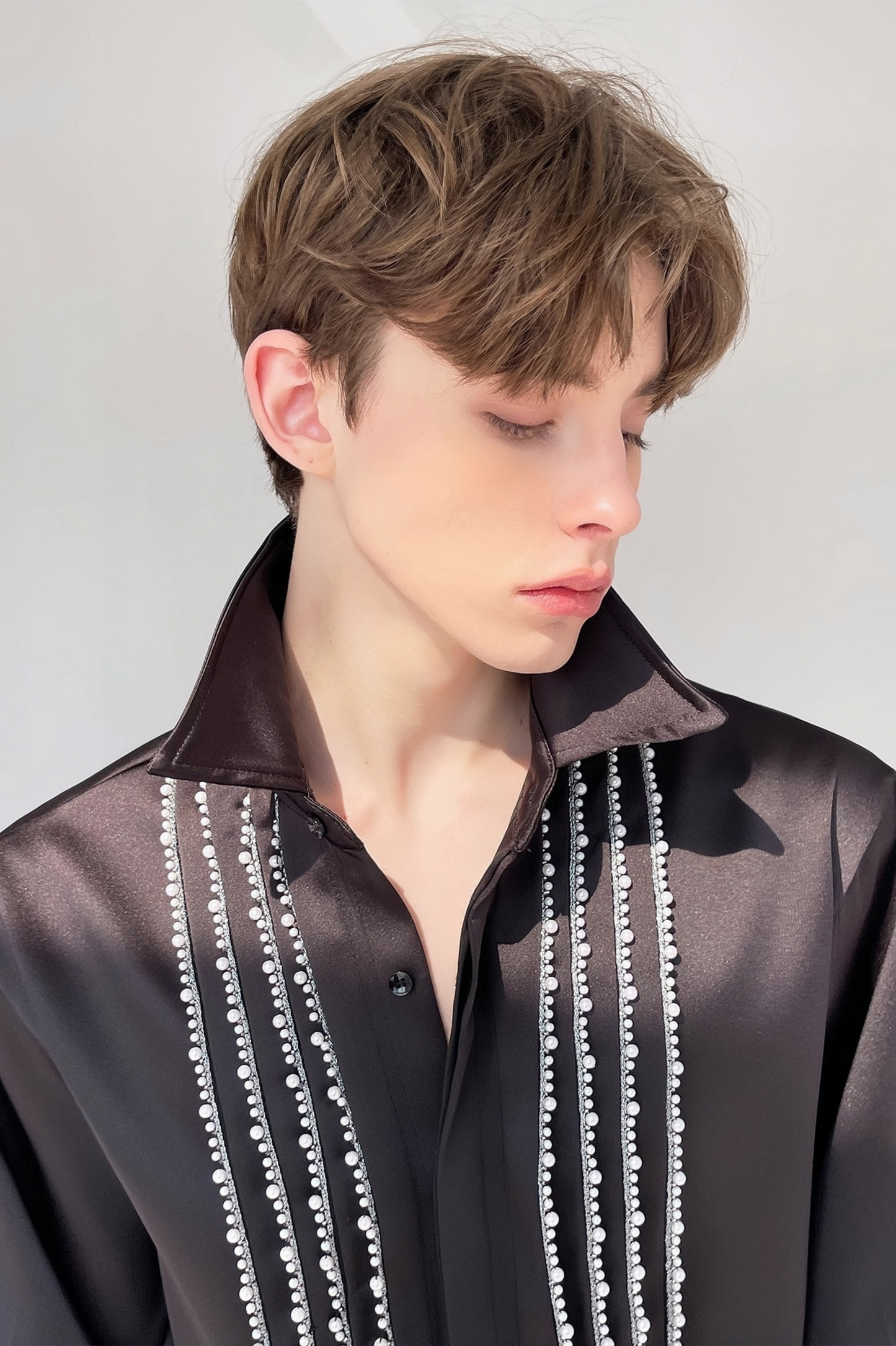 Mathis Black Faux-pearl Embellishment Shirt