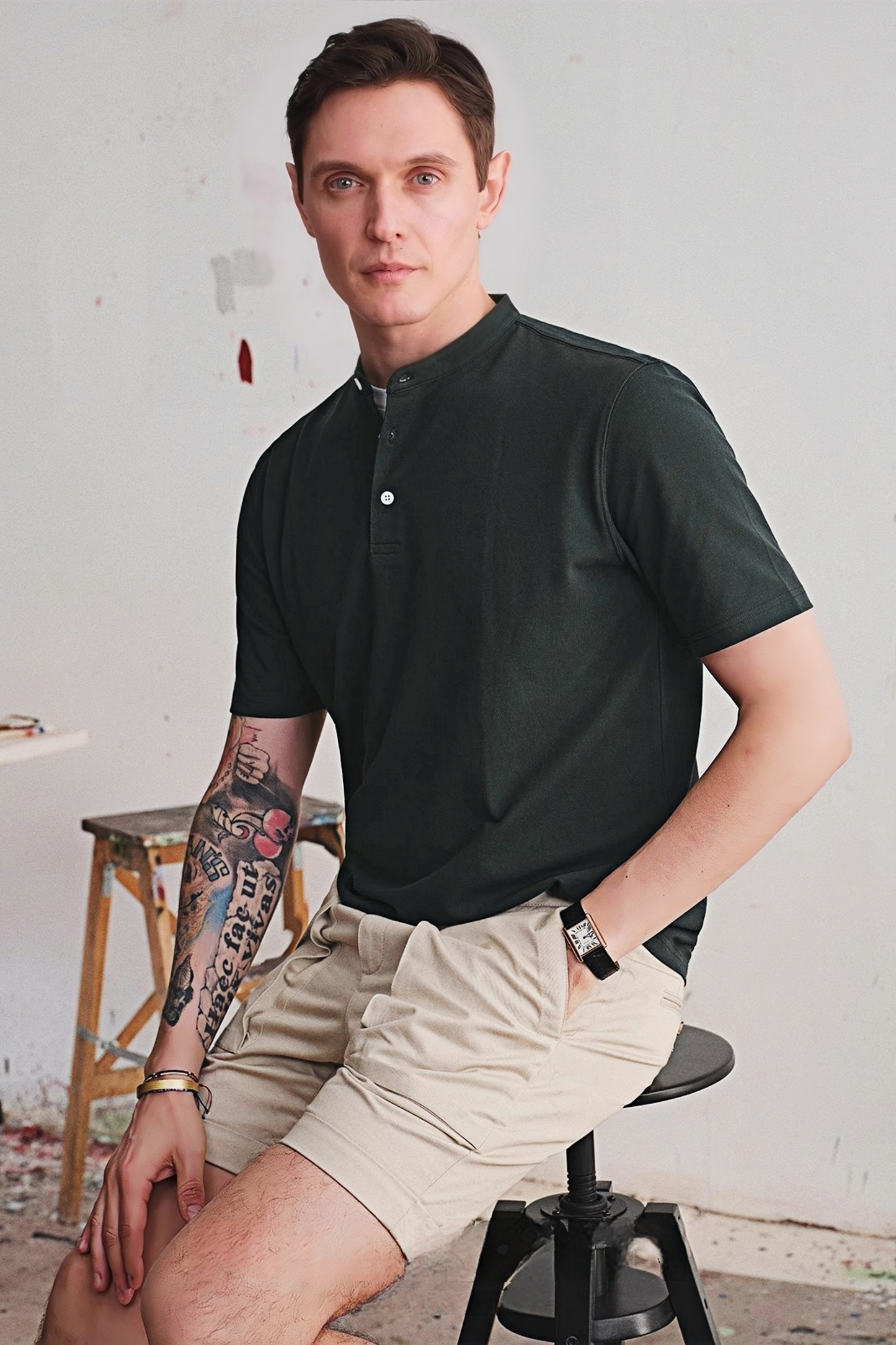 Yves green Henley shirt