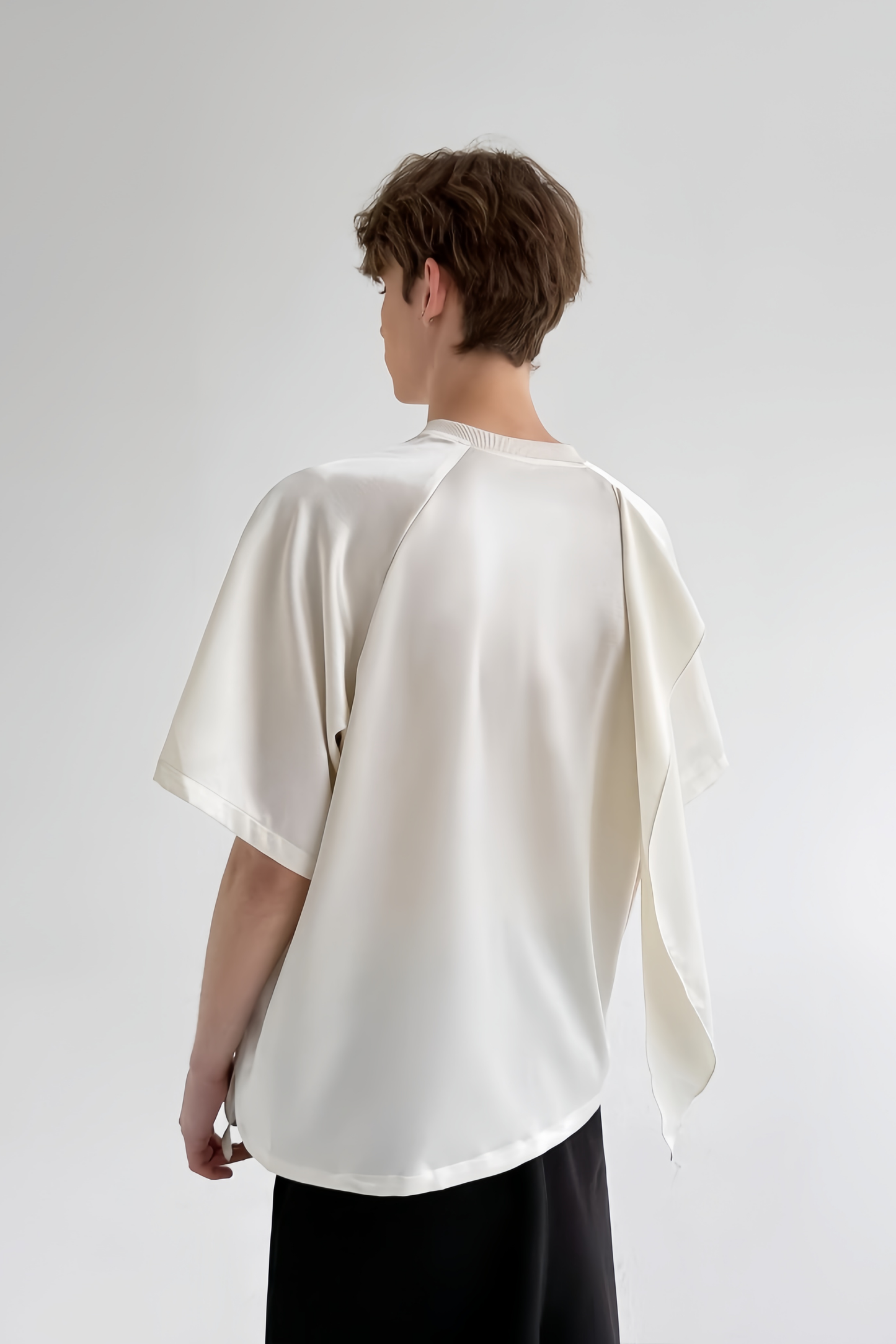 Imran white self-tie detail t-shirt