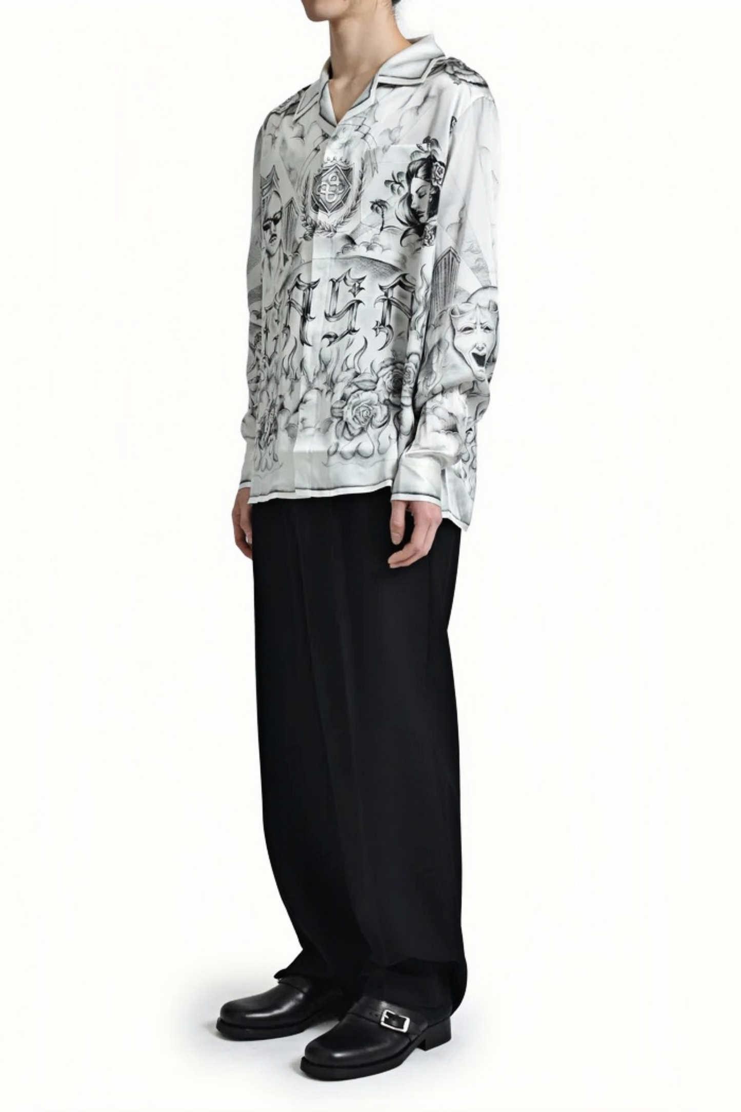 Harry white graphic print long-sleeve shirt