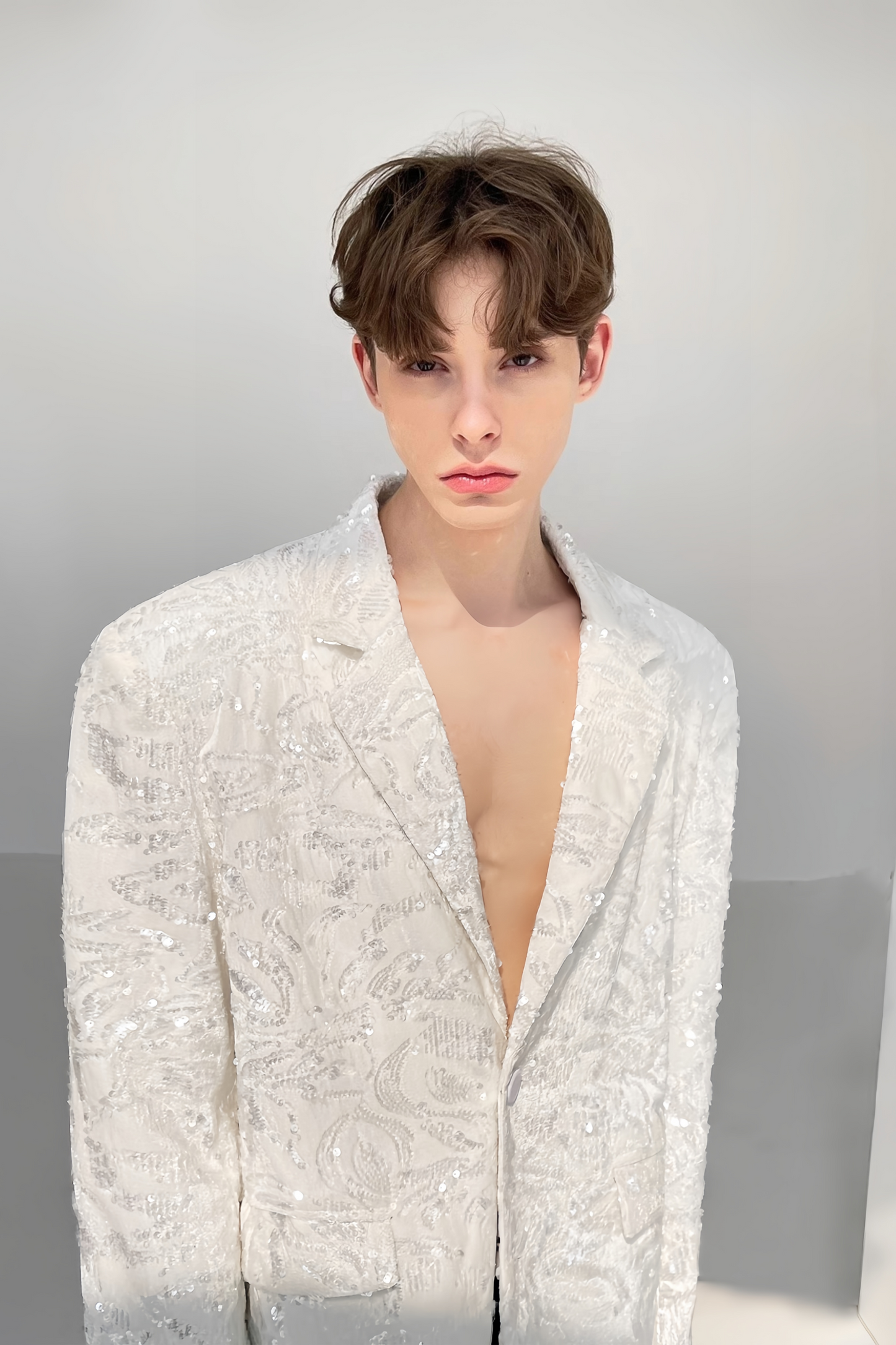 Matteo white sequin-embellishment blazer