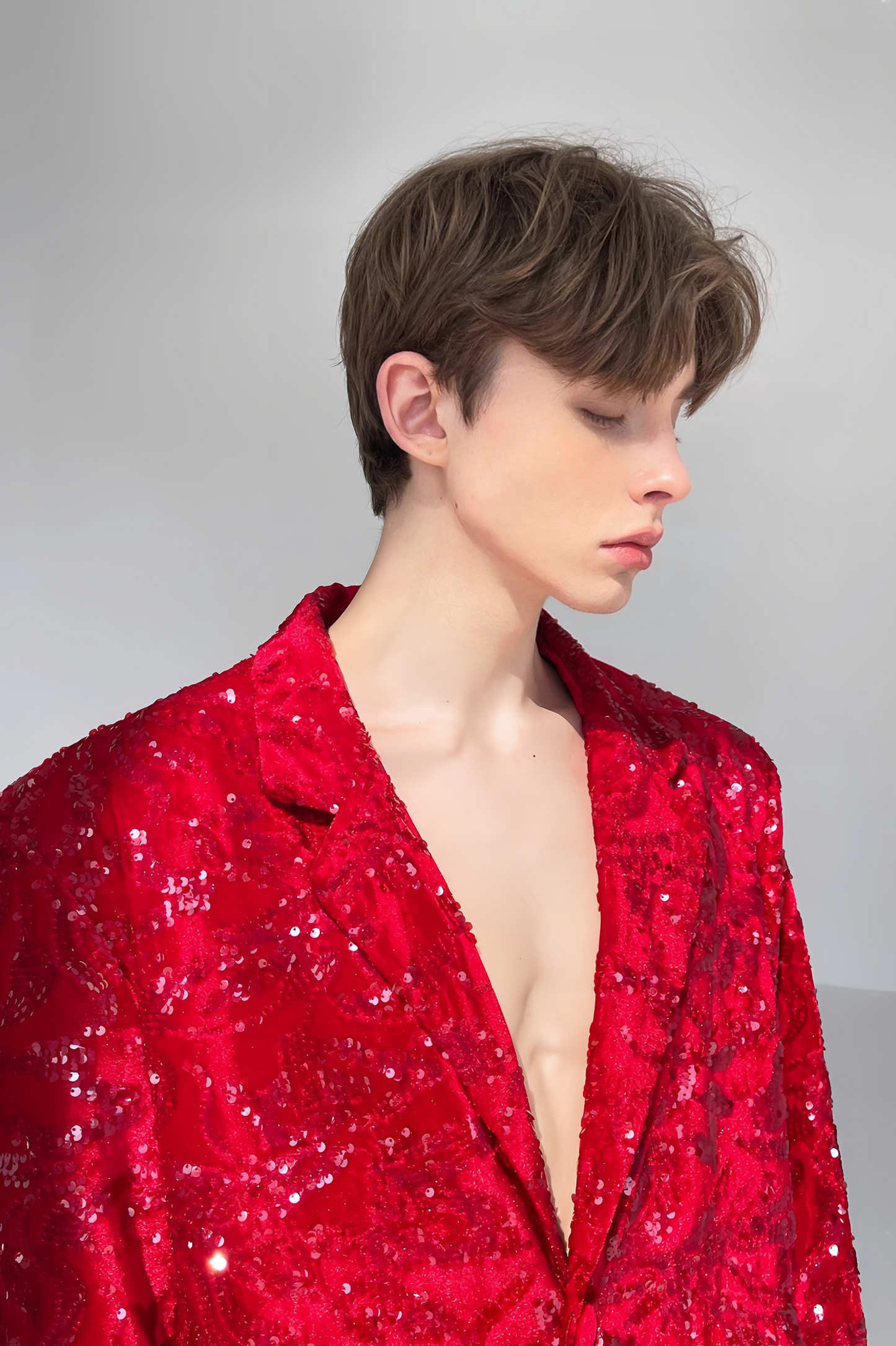 Matteo red sequin-embellishment blazer
