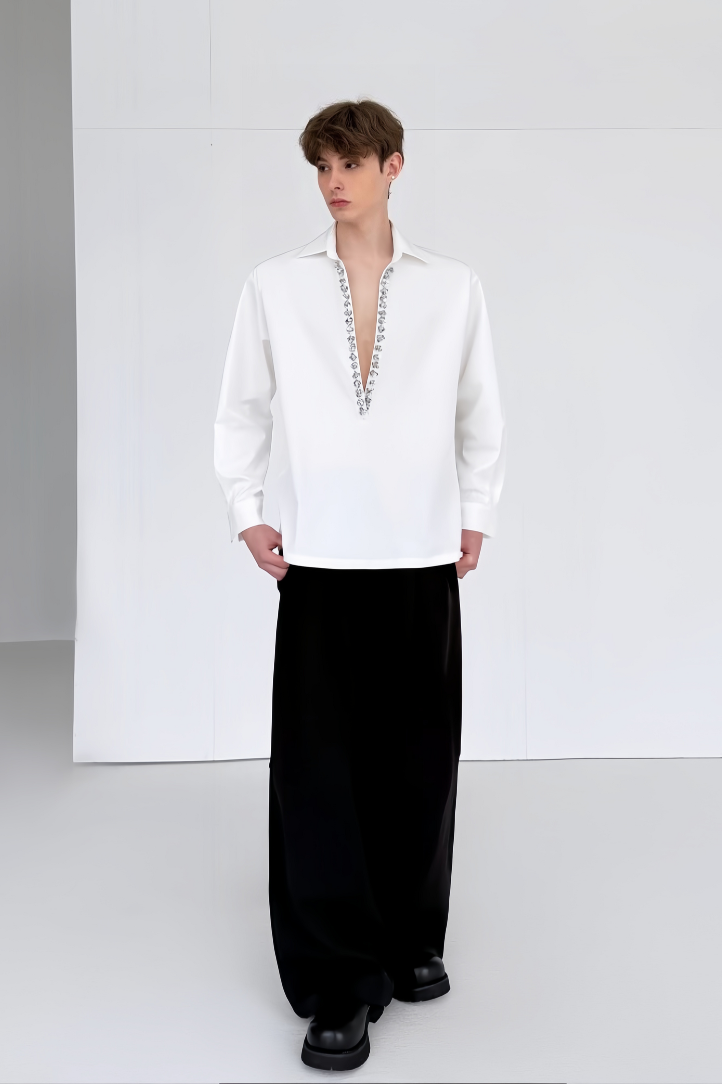 Gust white sequin-embellishment shirt