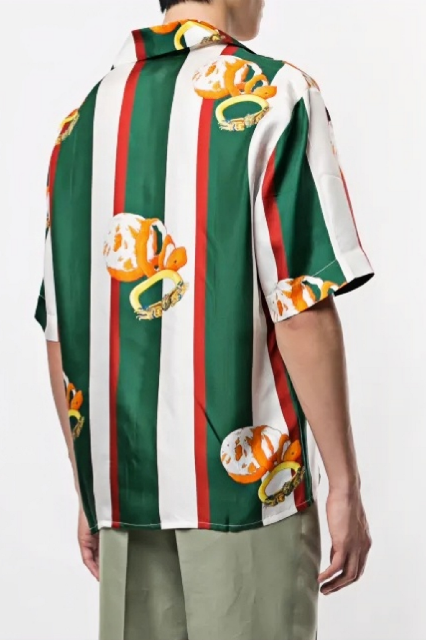 Abel green striped snake short-sleeve shirt