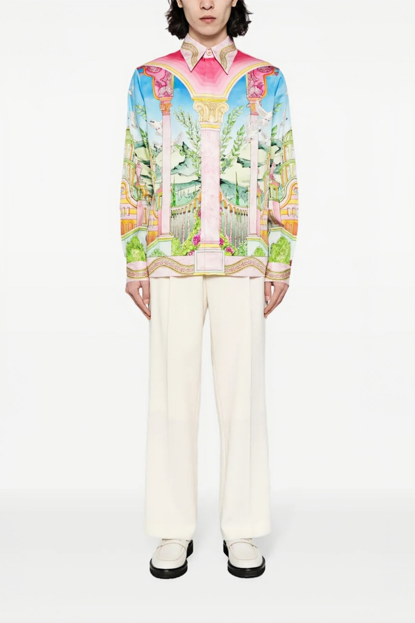 William pink palace-print long-sleeve shirt