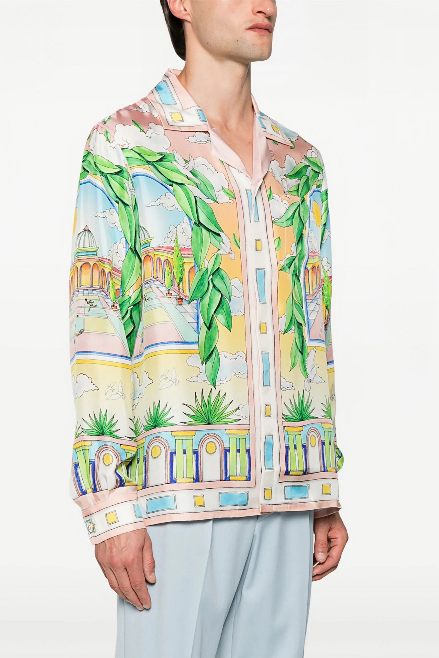 Finley pink cityscape long-sleeve shirt