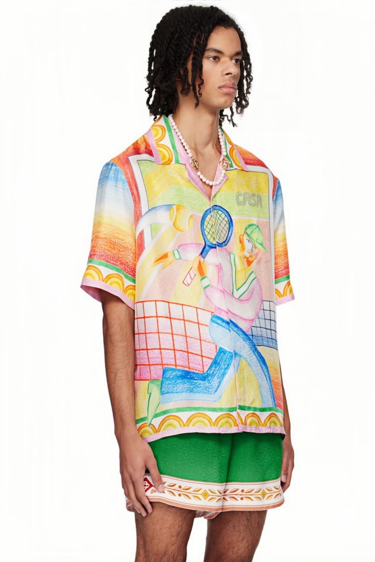 Adam yellow colorful print short-sleeve shirt