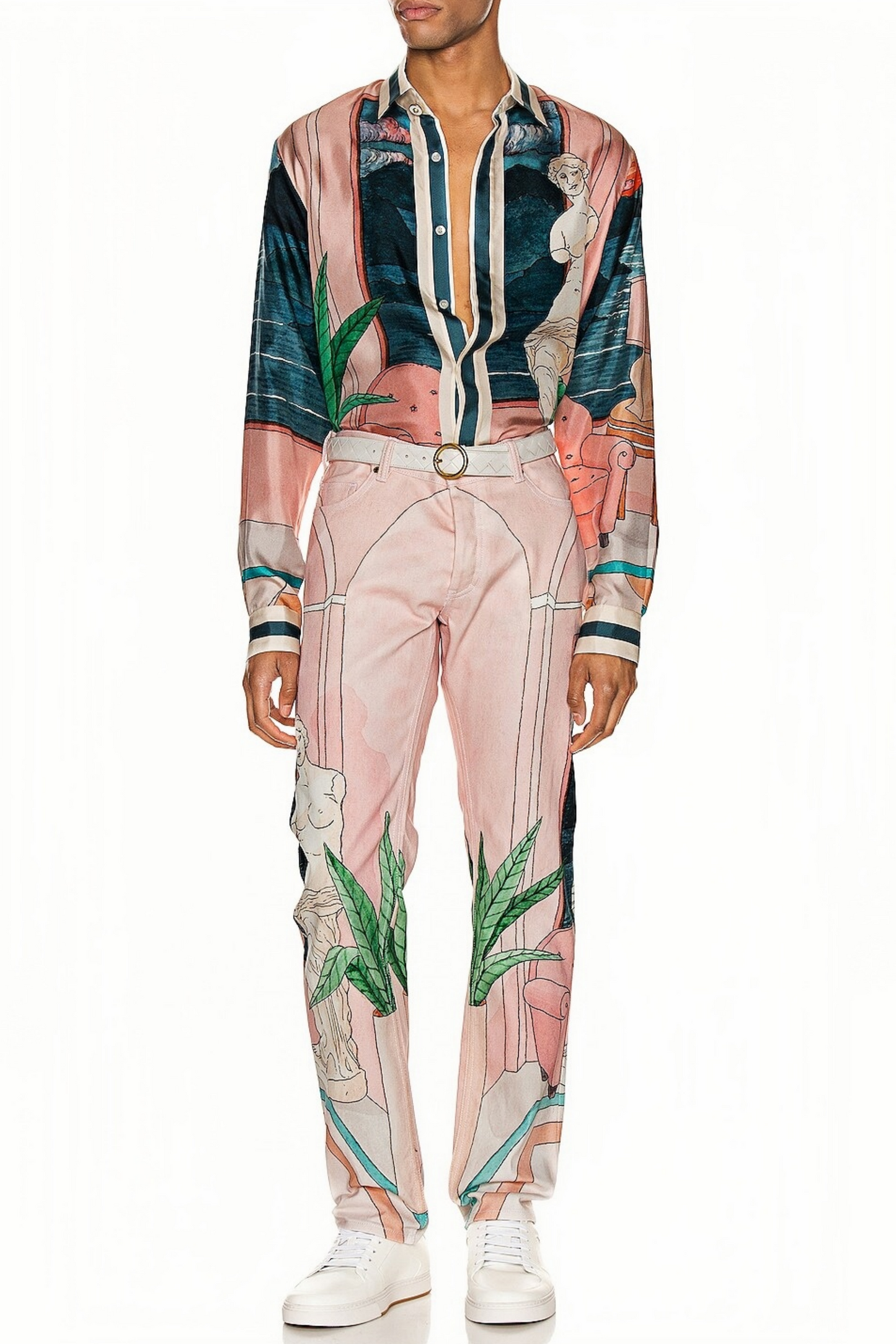 Alphonse pink artistic print long-sleeve shirt