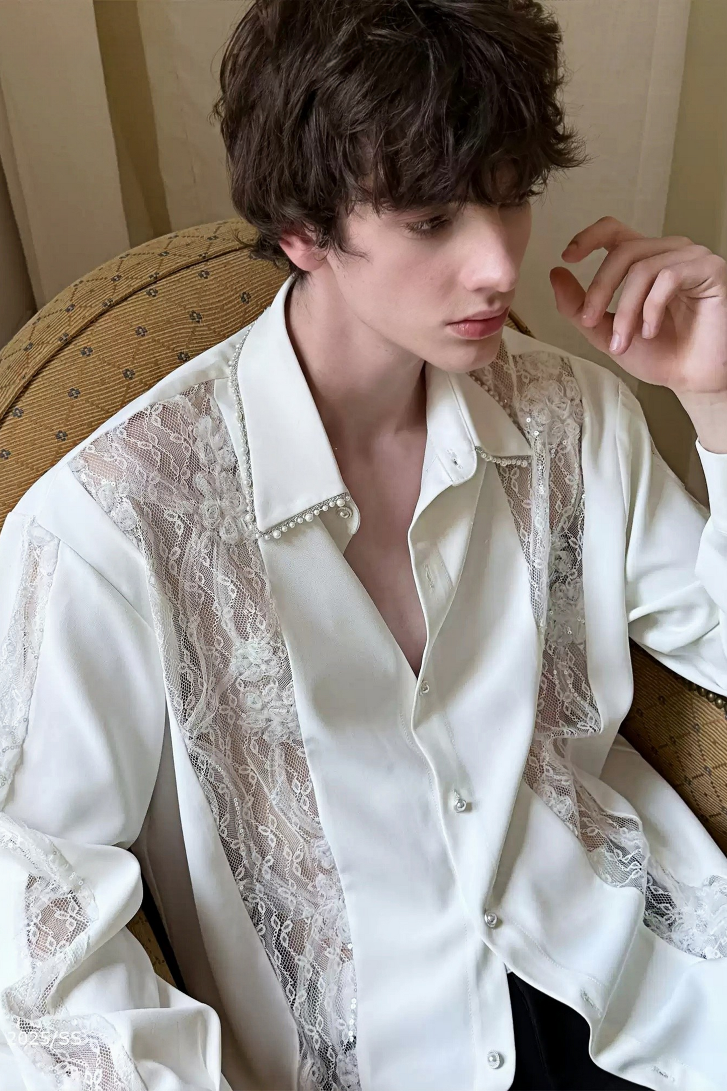 Noah White Floral Semi-sheer Shirt