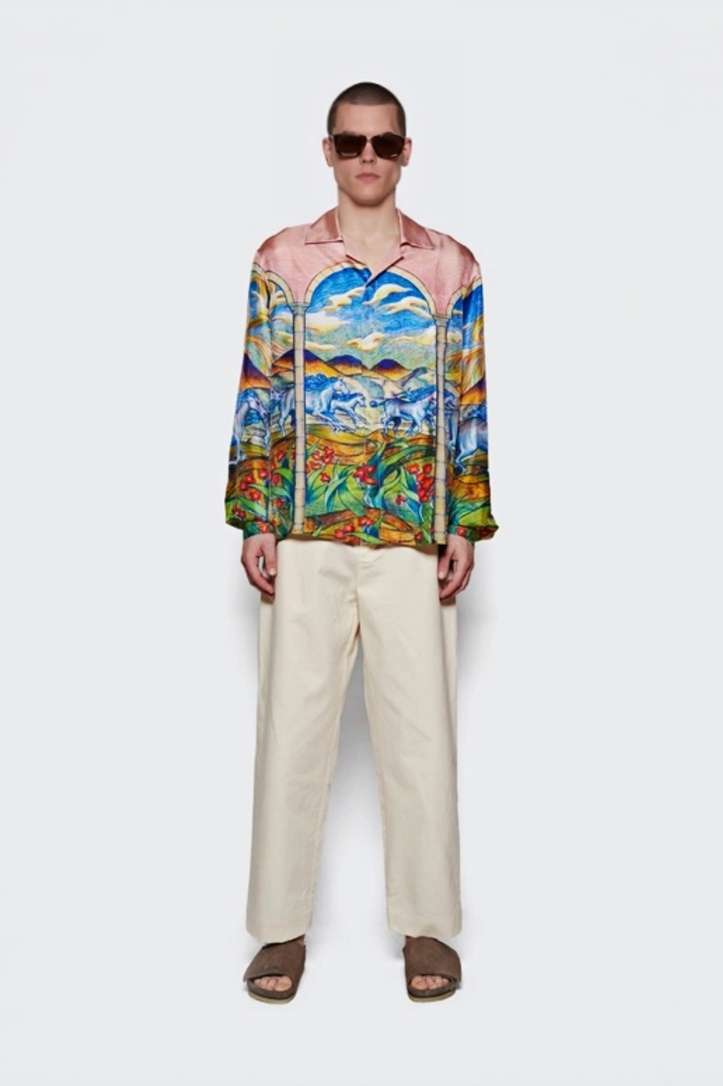 Zac pink mythological print long-sleeve shirt