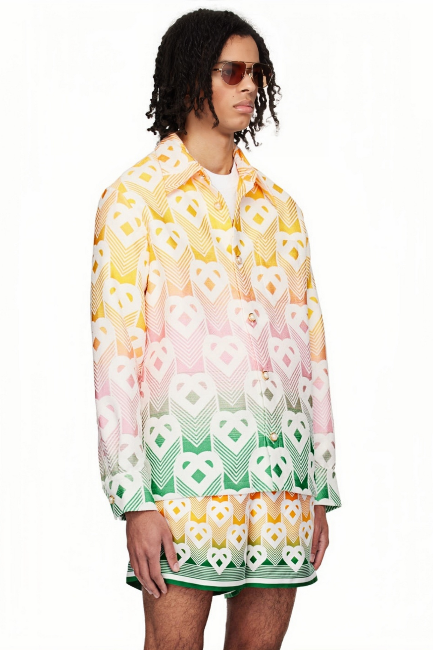 Alexander yellow geometric long-sleeve shirt