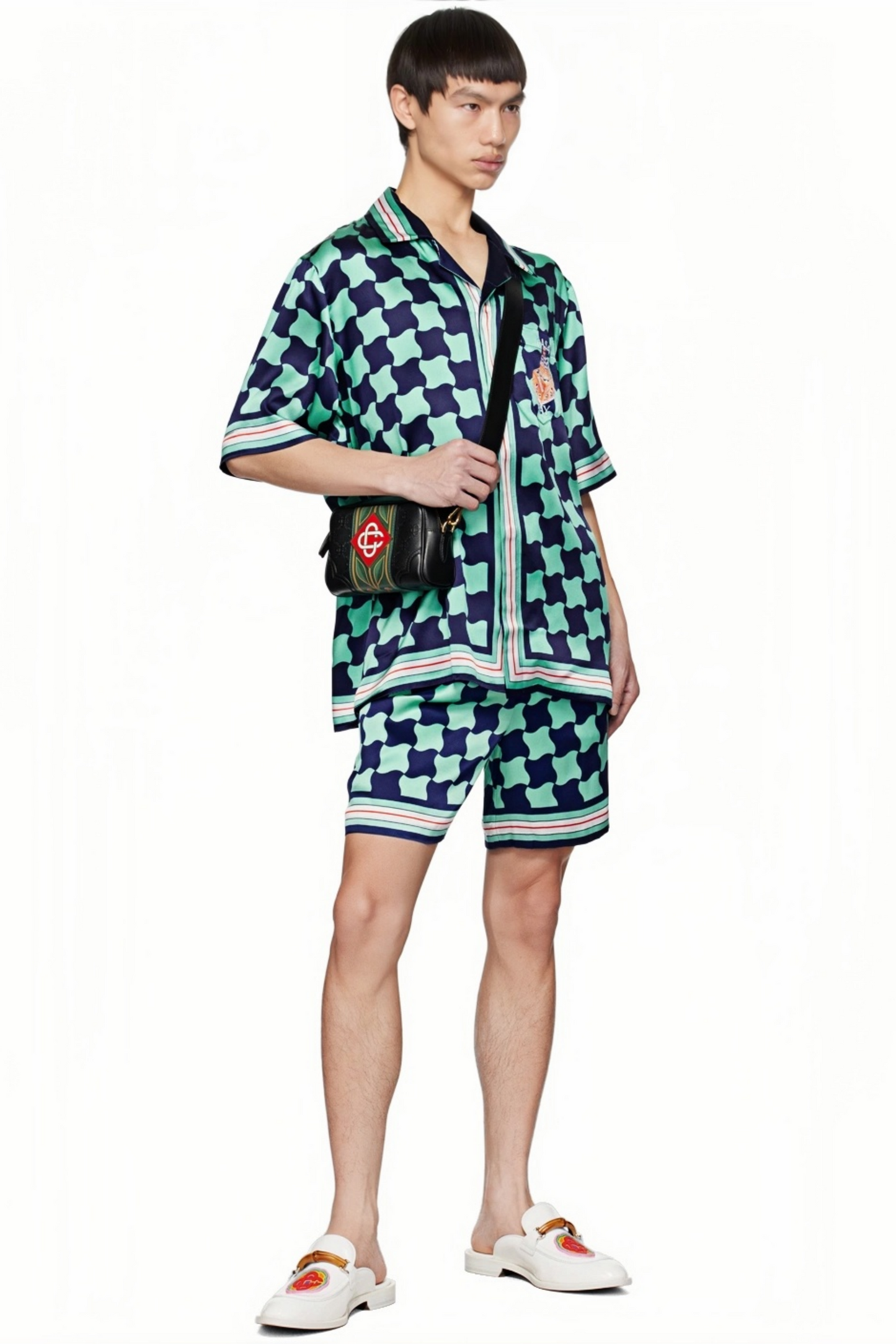 Marc green cloud print short-sleeve shirt