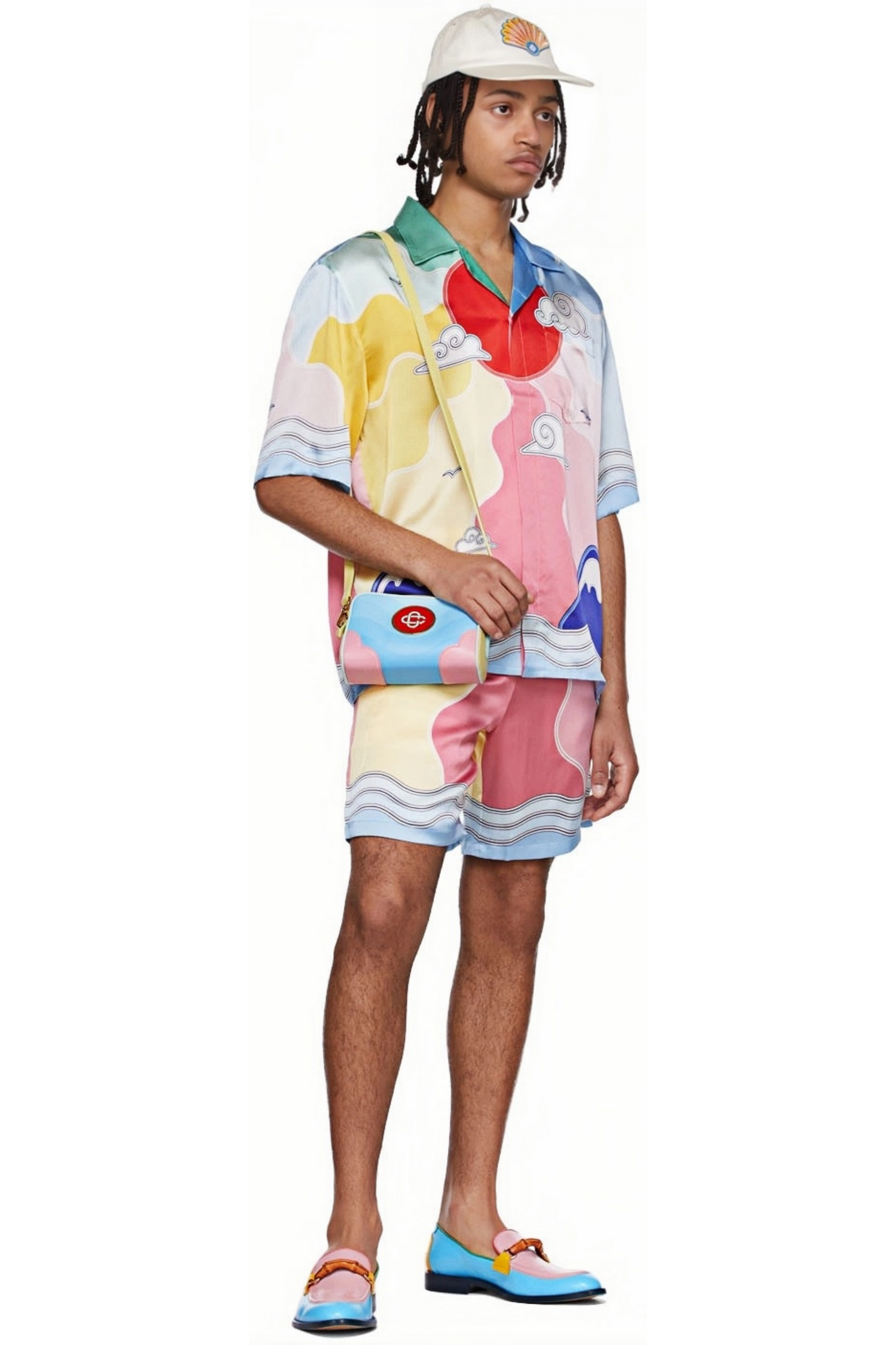 André pink multicolor mountain wave short-sleeve shirt