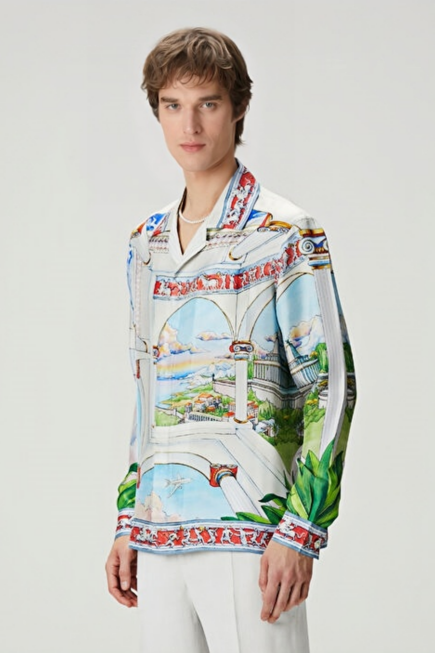 George white scenic print long-sleeve shirt