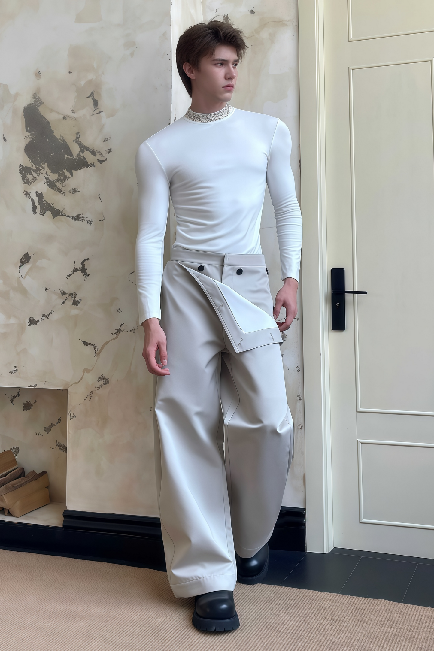 Theodore khaki multi-wear layered trousers