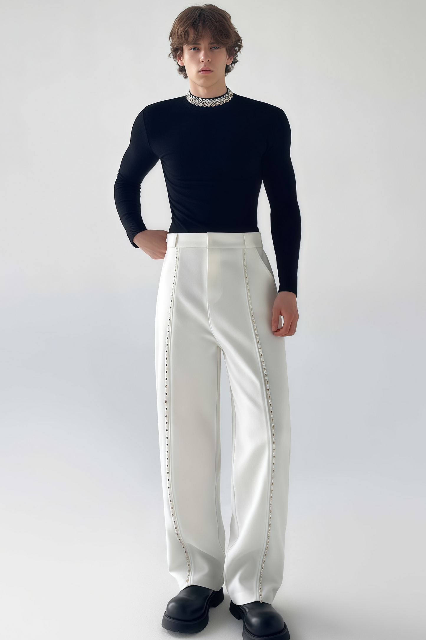 Matthew white crystal-embellished trousers