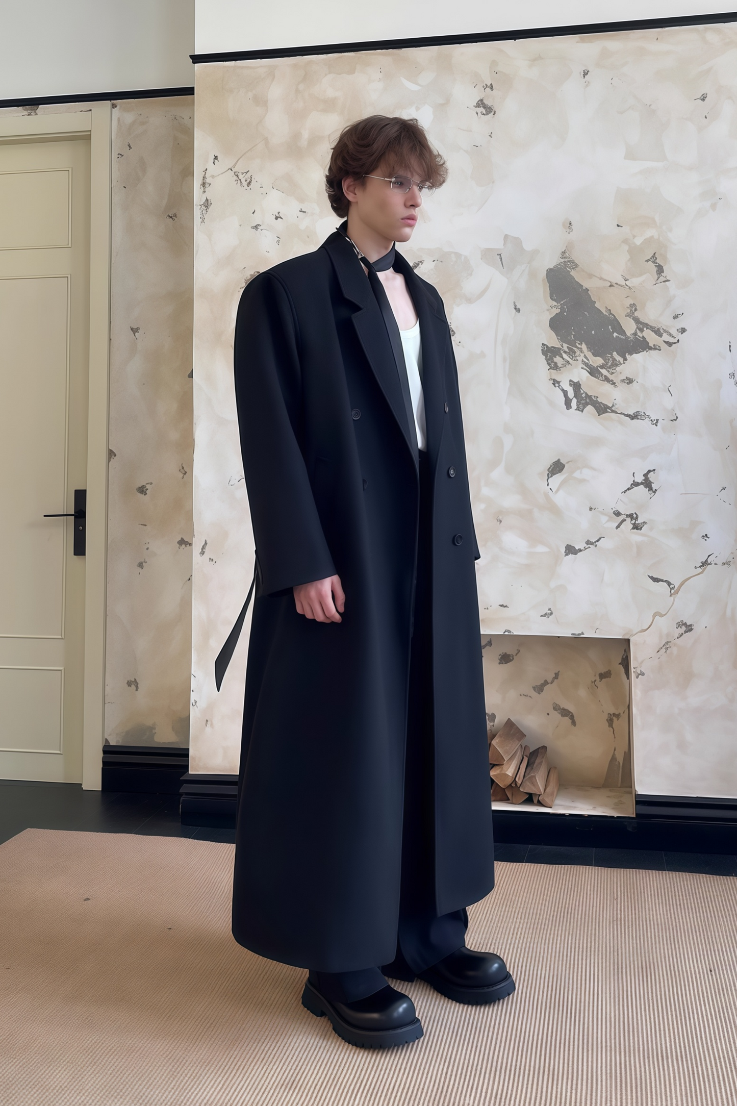 Alaric black maxi coat
