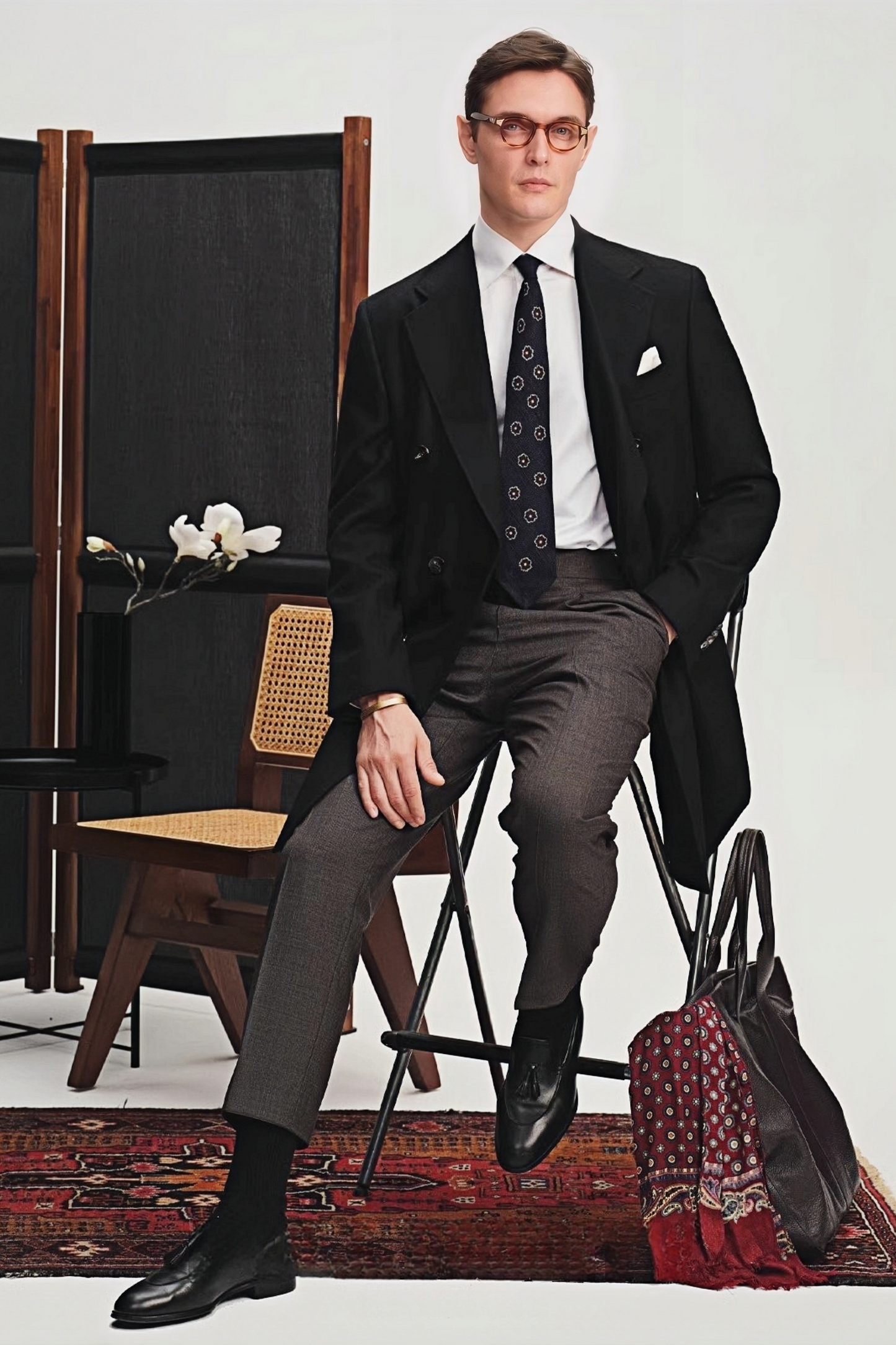 Alexander black midi coat