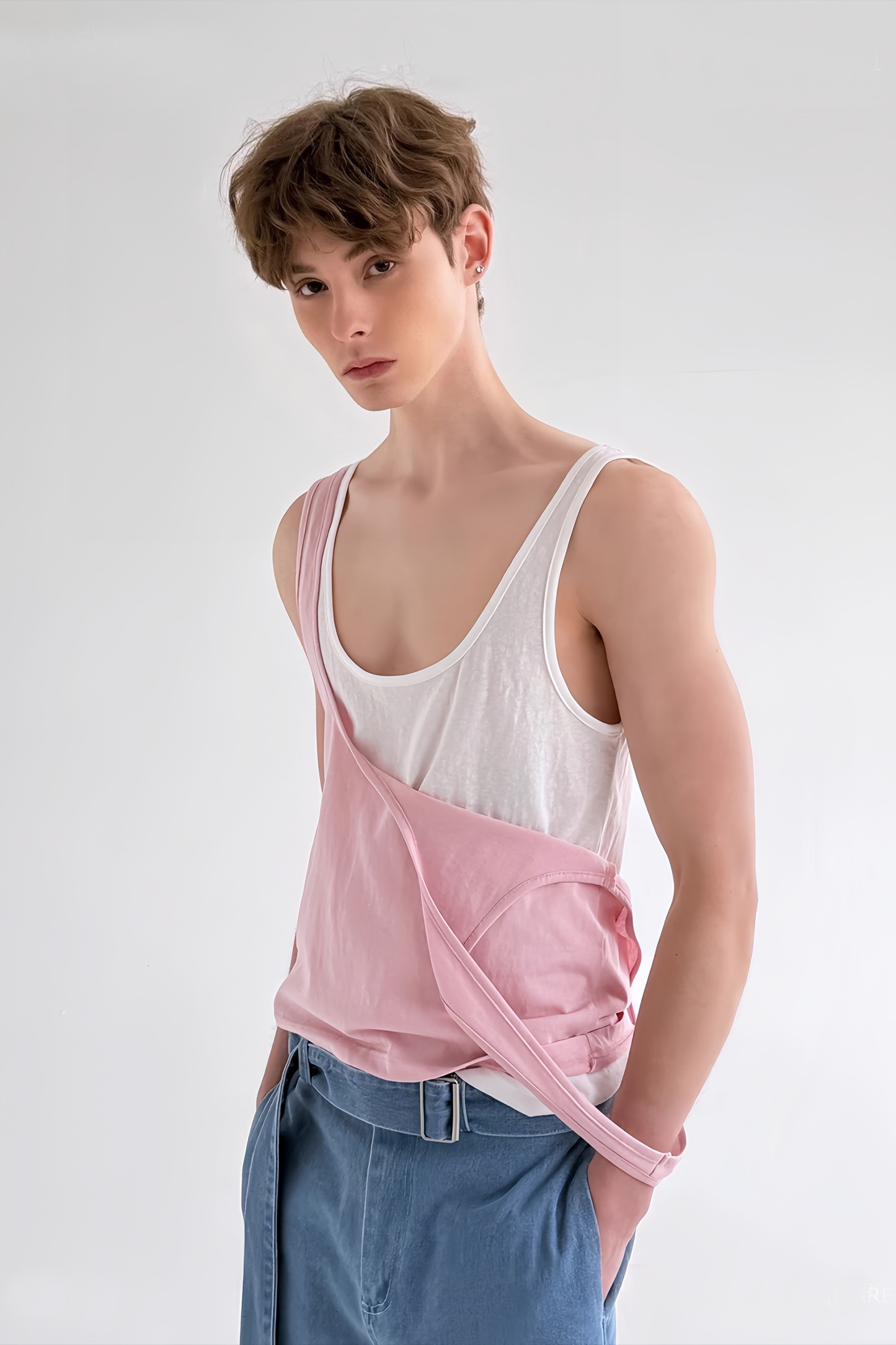Adrien Pink Stacked Minimalist Tank Top