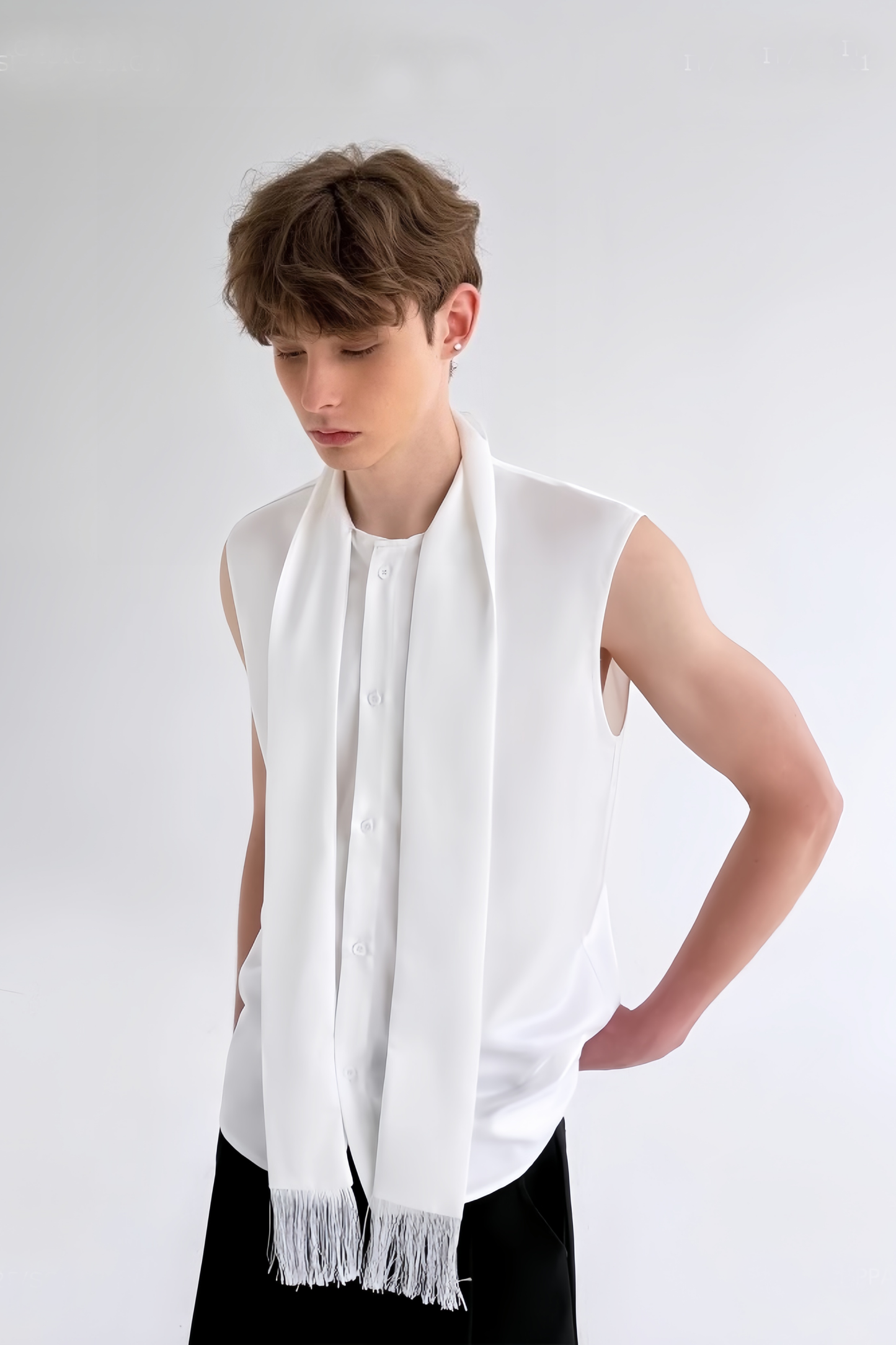 Marius white tassel-tie detail vest