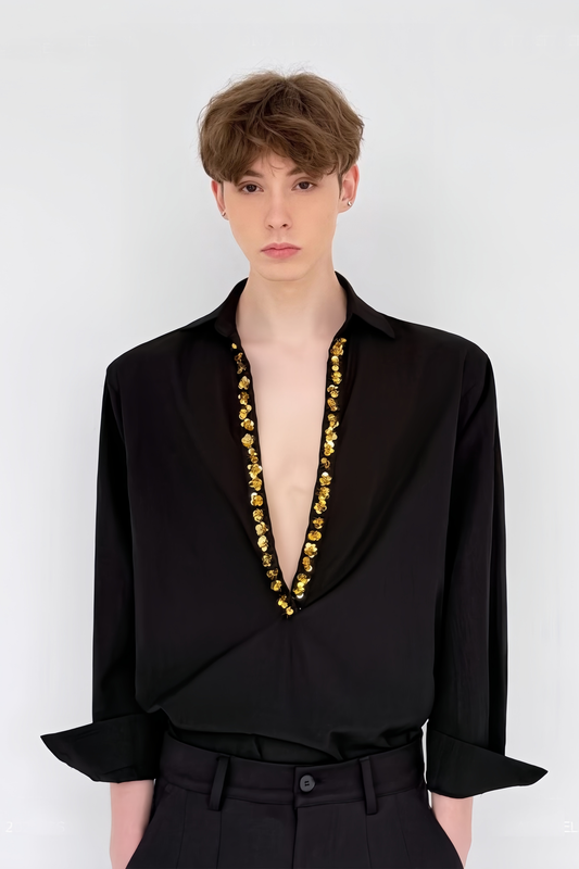 Gust black sequin-embellishment shirt