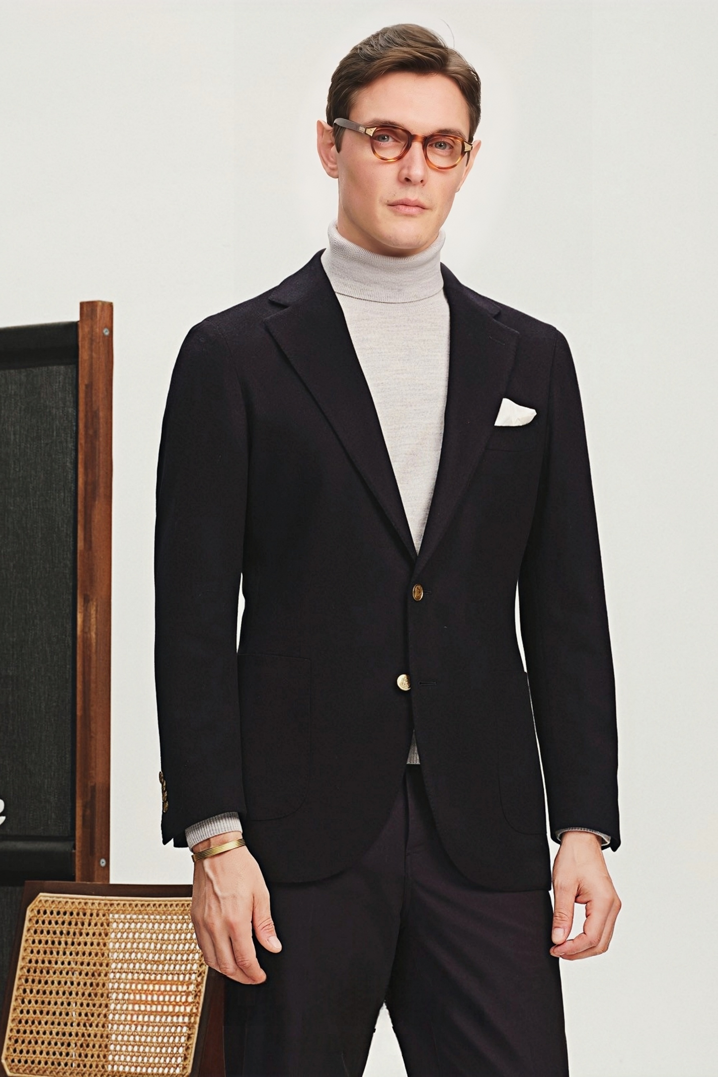 Theodore navy-blue cashmere blazer