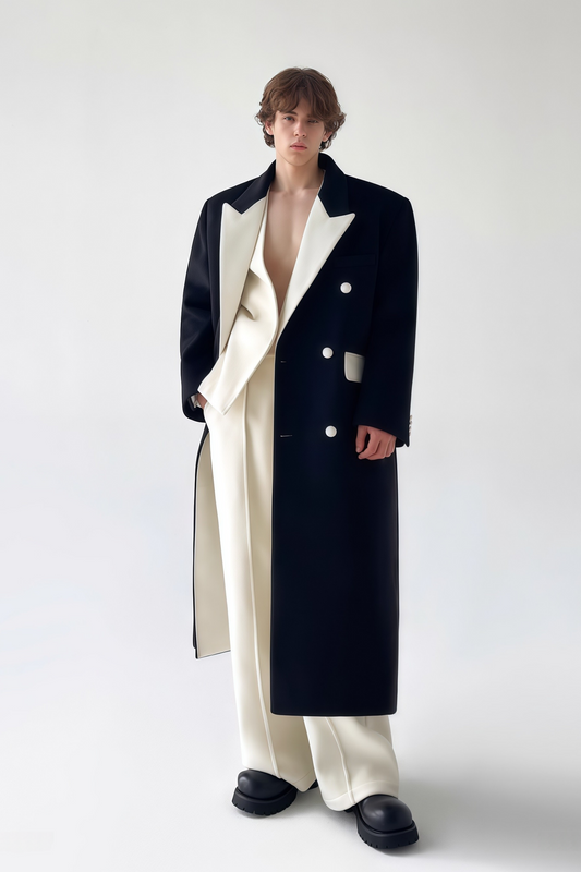 August contrast-color maxi coat