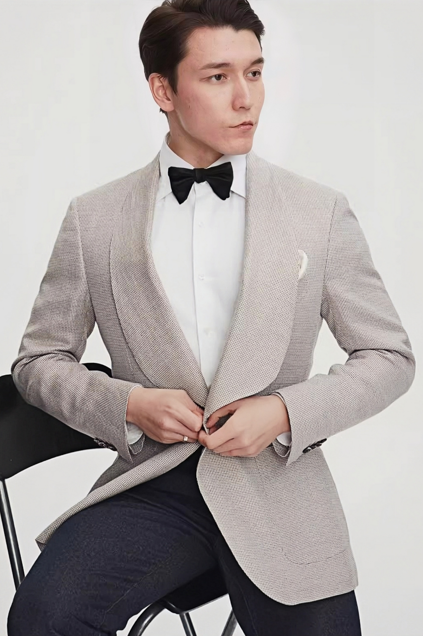 Orion light-khaki shawl-lapels blazer