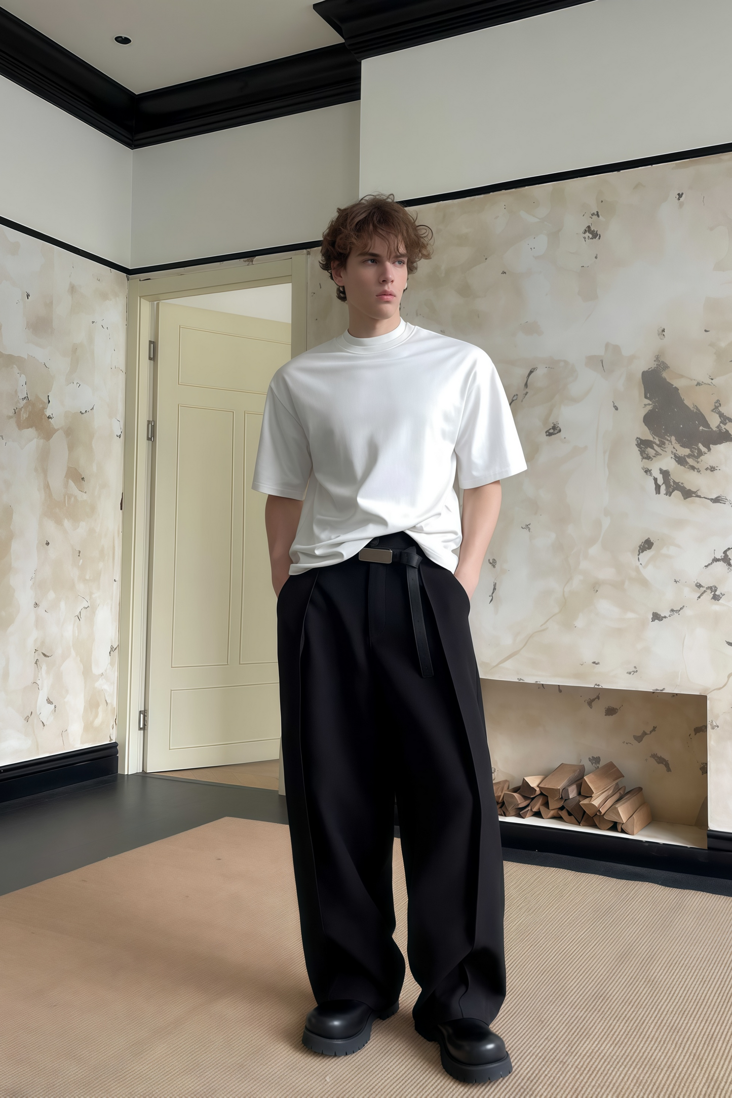 Yves white double-collar T-shirt