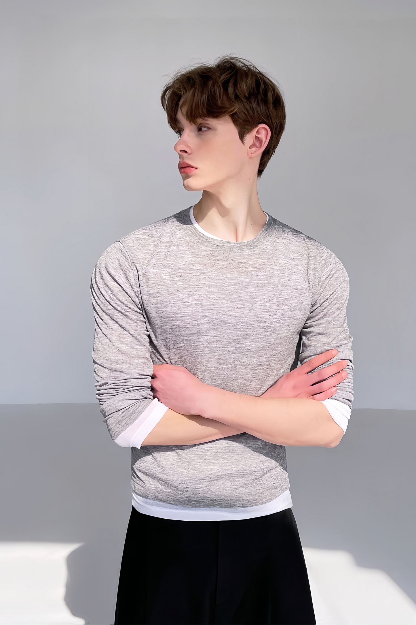 Gaston gray faux two-piece jersey