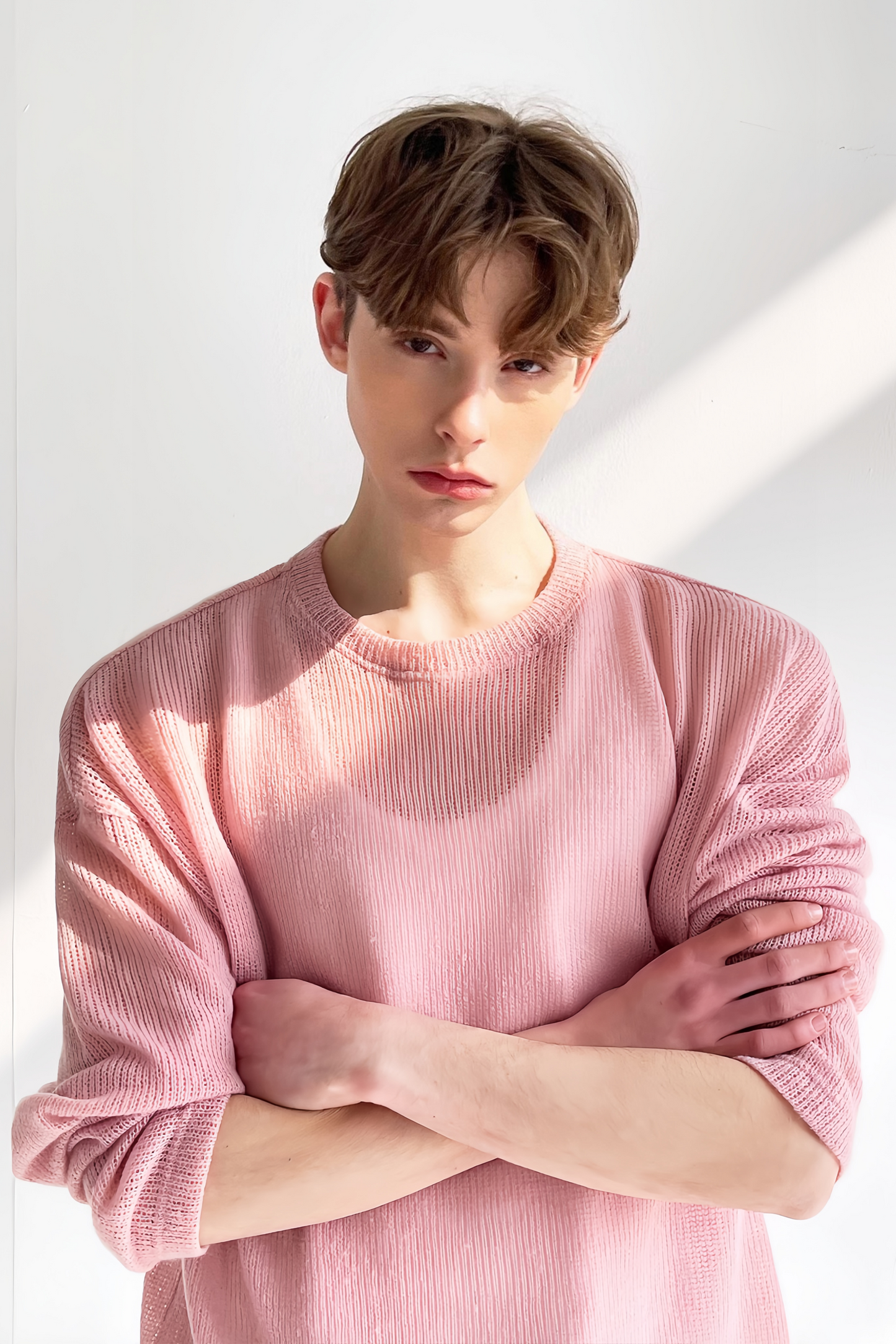 Maurice pink crochet-knit jersey