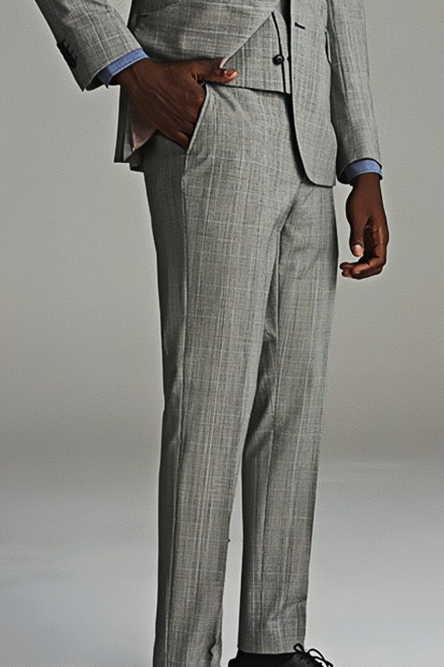 Barnaby light-gray glen-plaid trousers