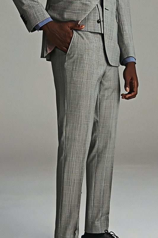 Barnaby light-gray glen-plaid trousers