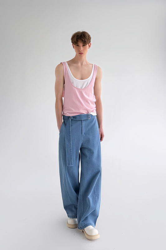 Adrien Pink Stacked Minimalist Tank Top