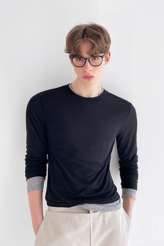 Gaston black faux two-piece jersey
