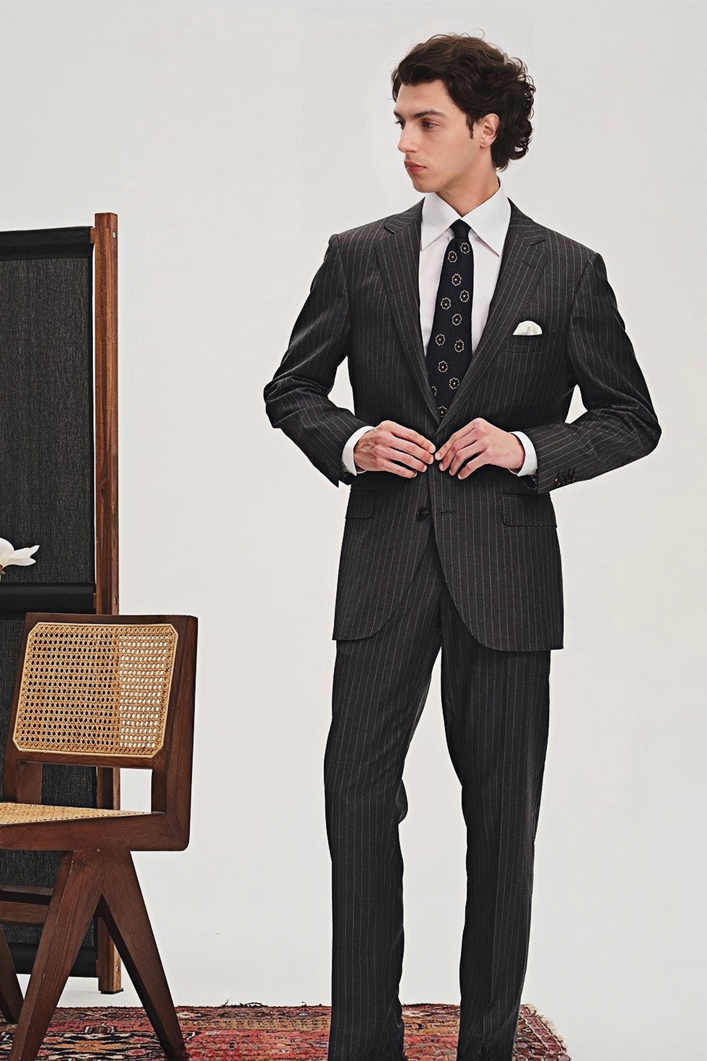 Jasper gray stripe-pattern blazer
