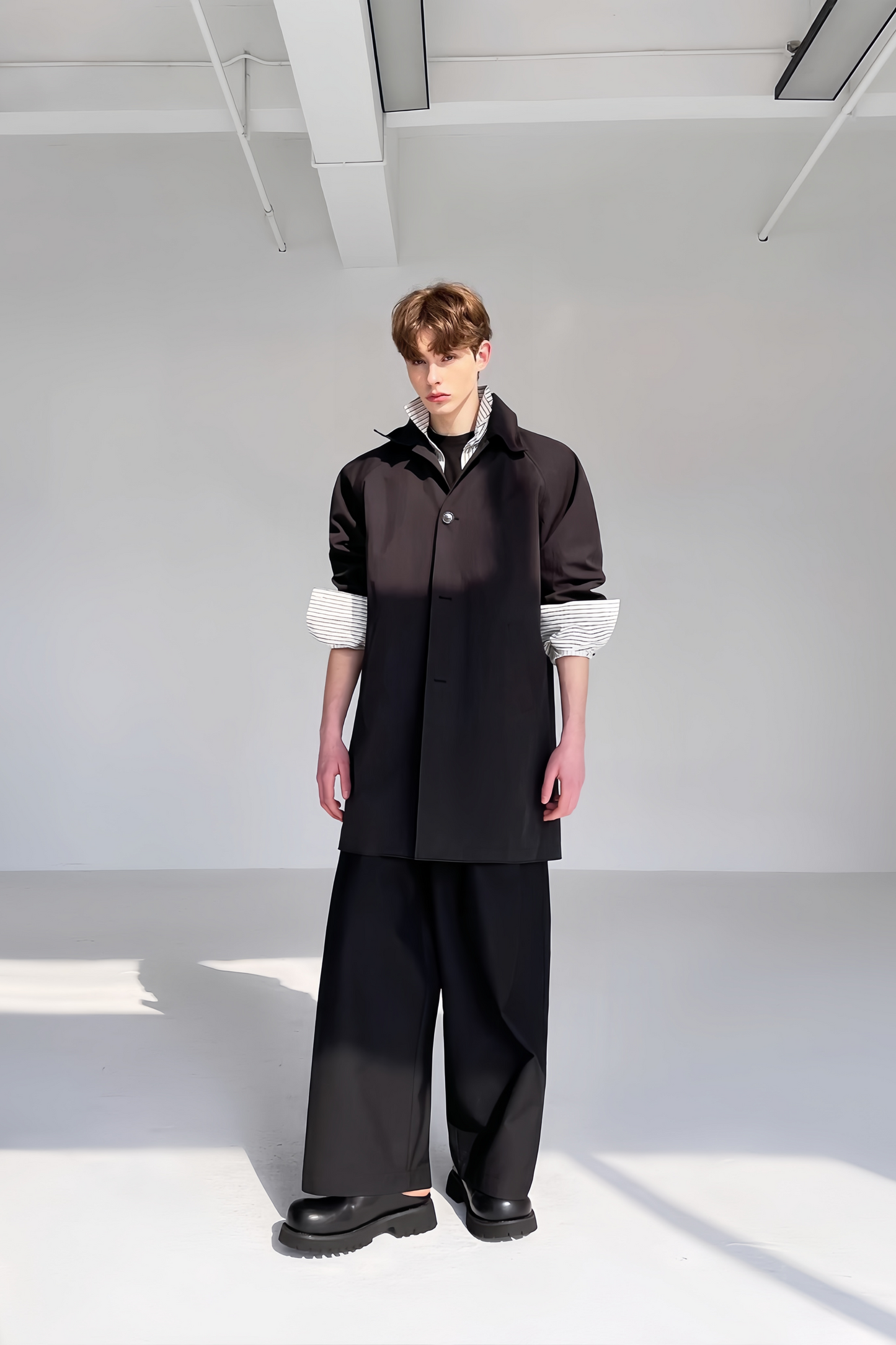 Maël black midi coat