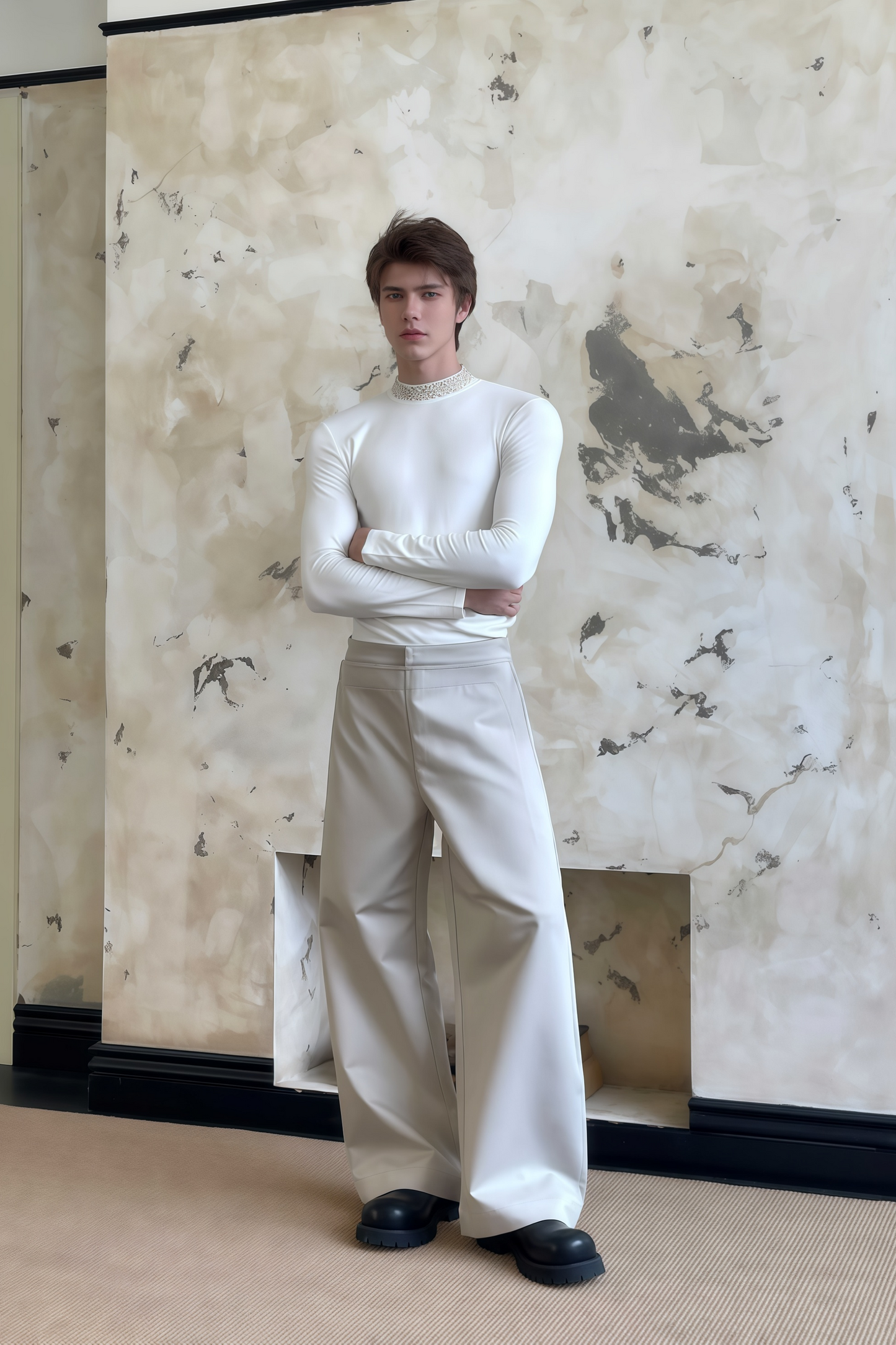 Theodore khaki multi-wear layered trousers