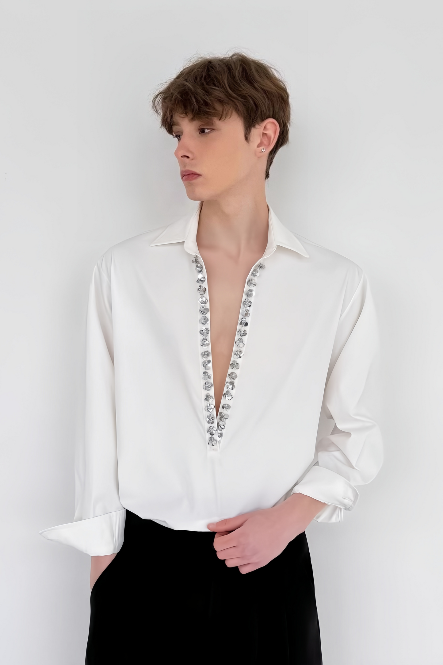 Gust white sequin-embellishment shirt