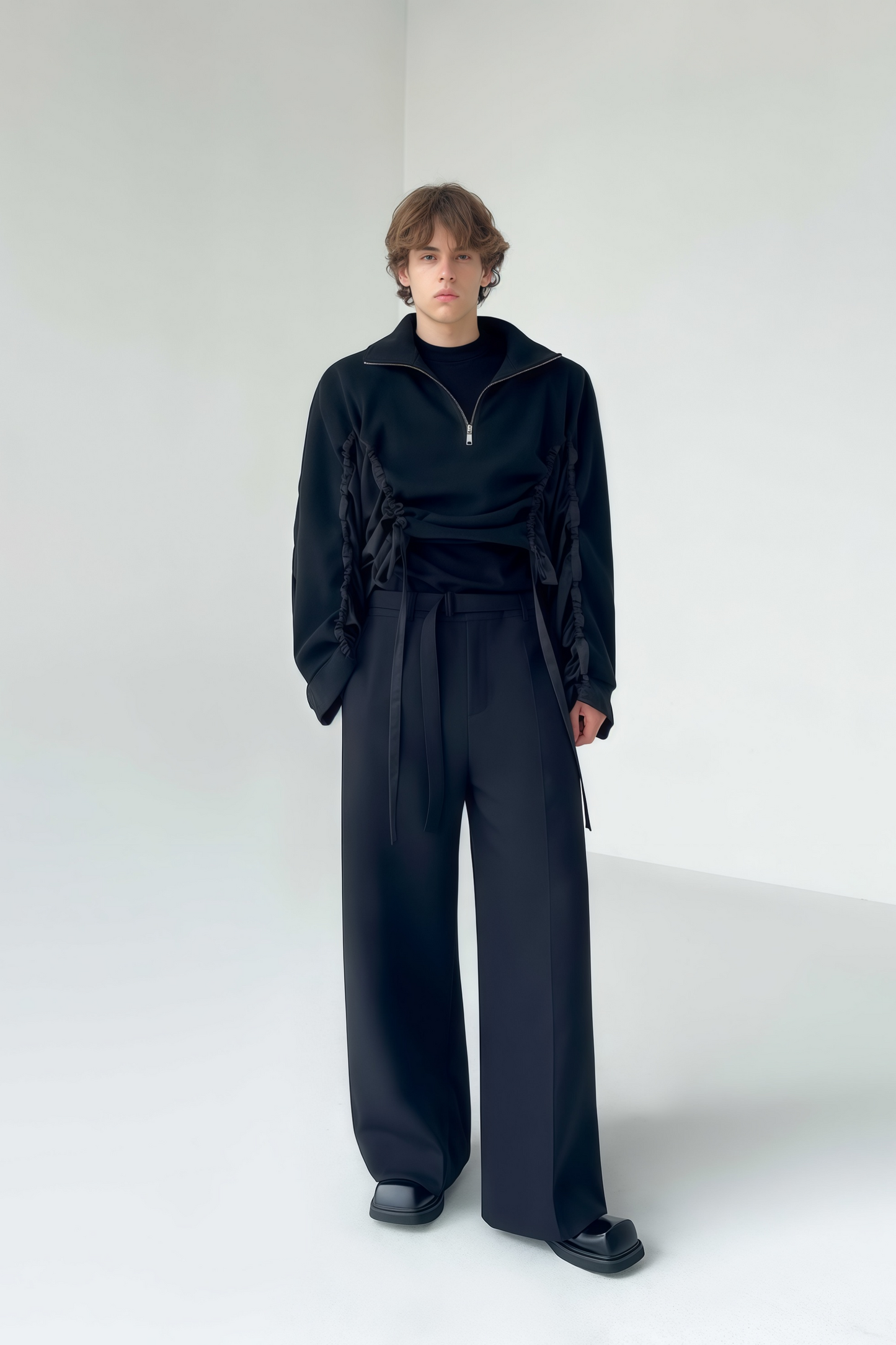 Adam black wide-leg trousers