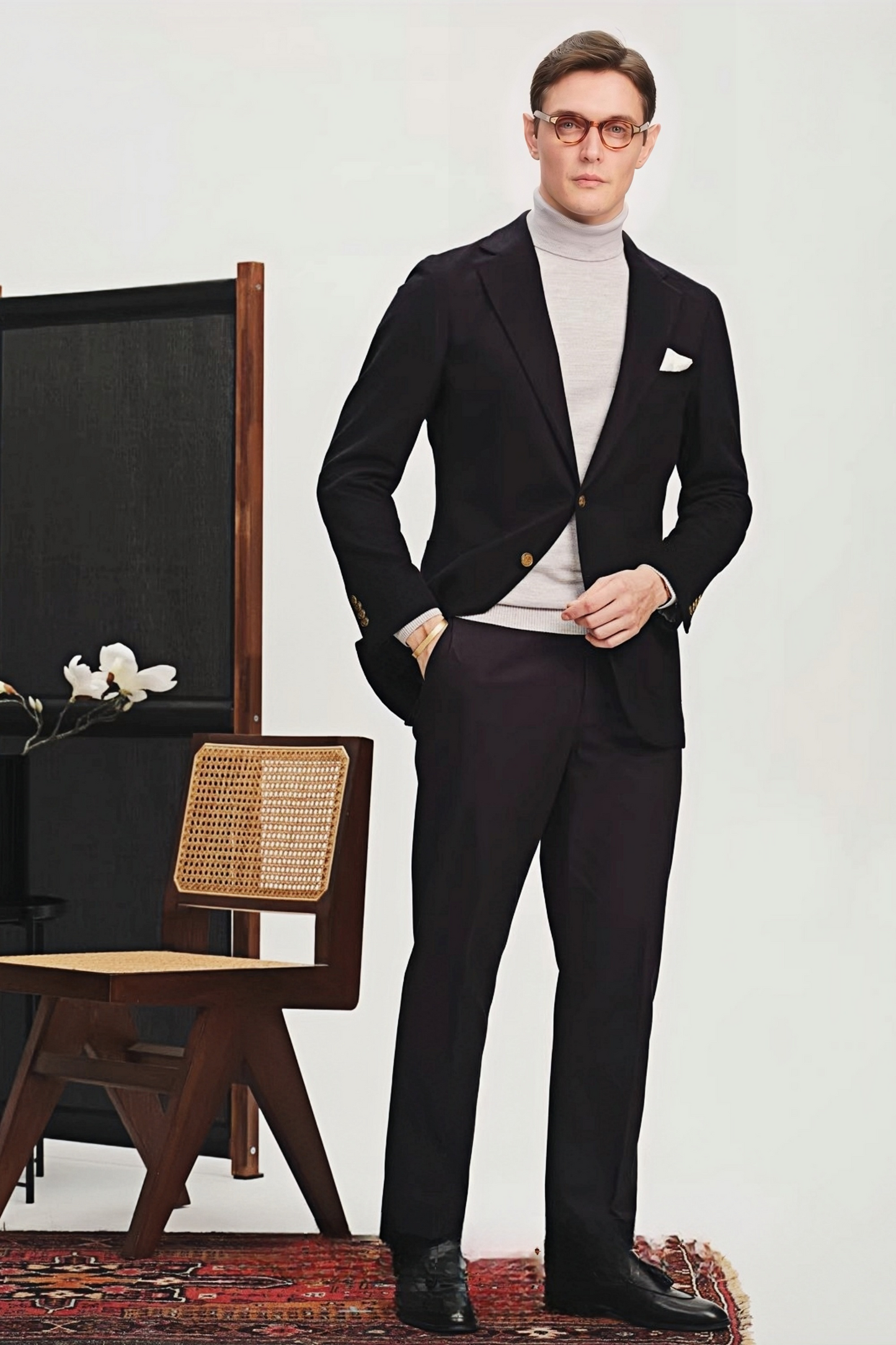 Theodore navy-blue cashmere blazer