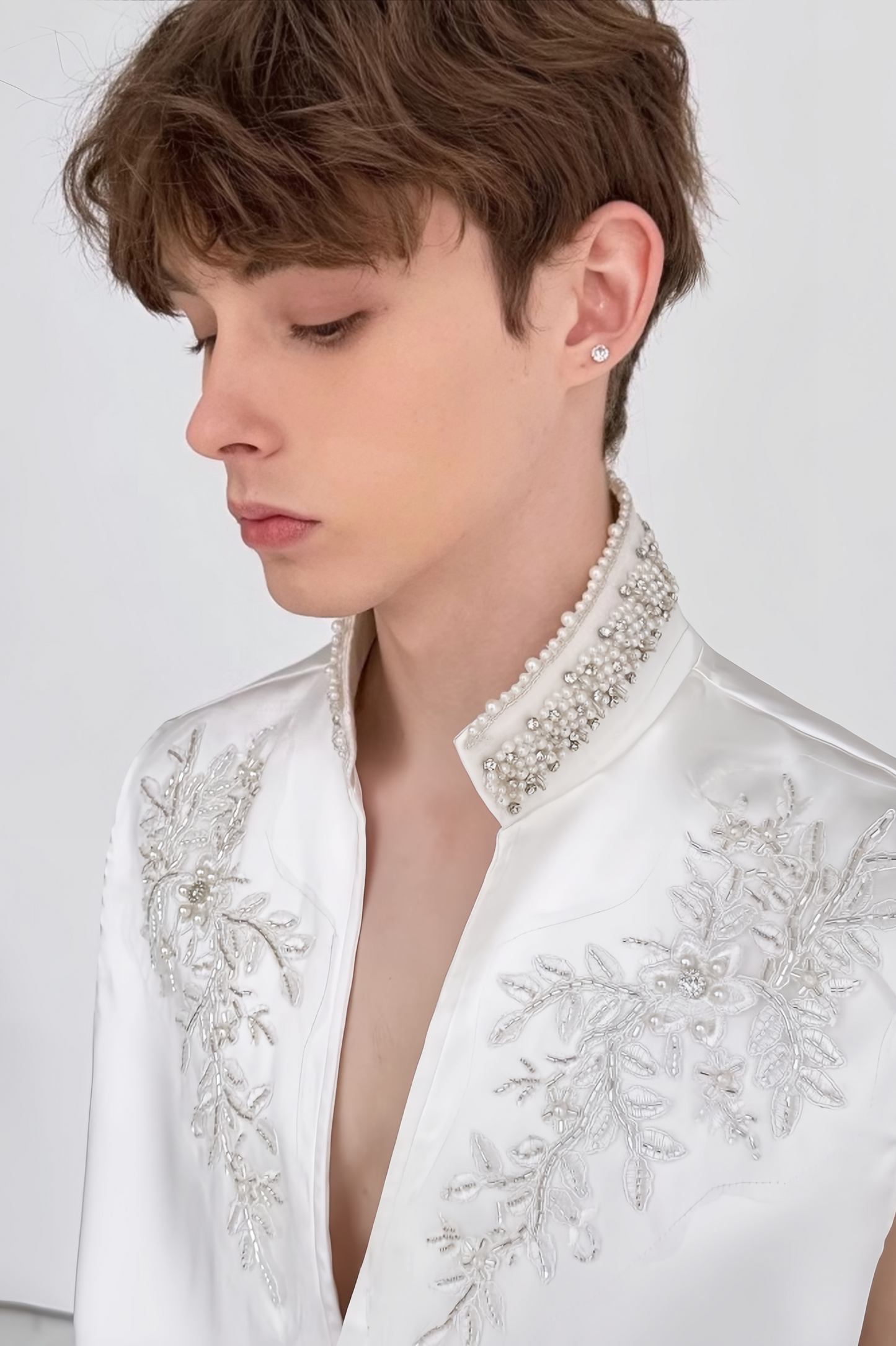 Milan white faux-pearl embellishment vest