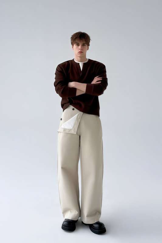 Théo brown mock two-piece sweatshirt