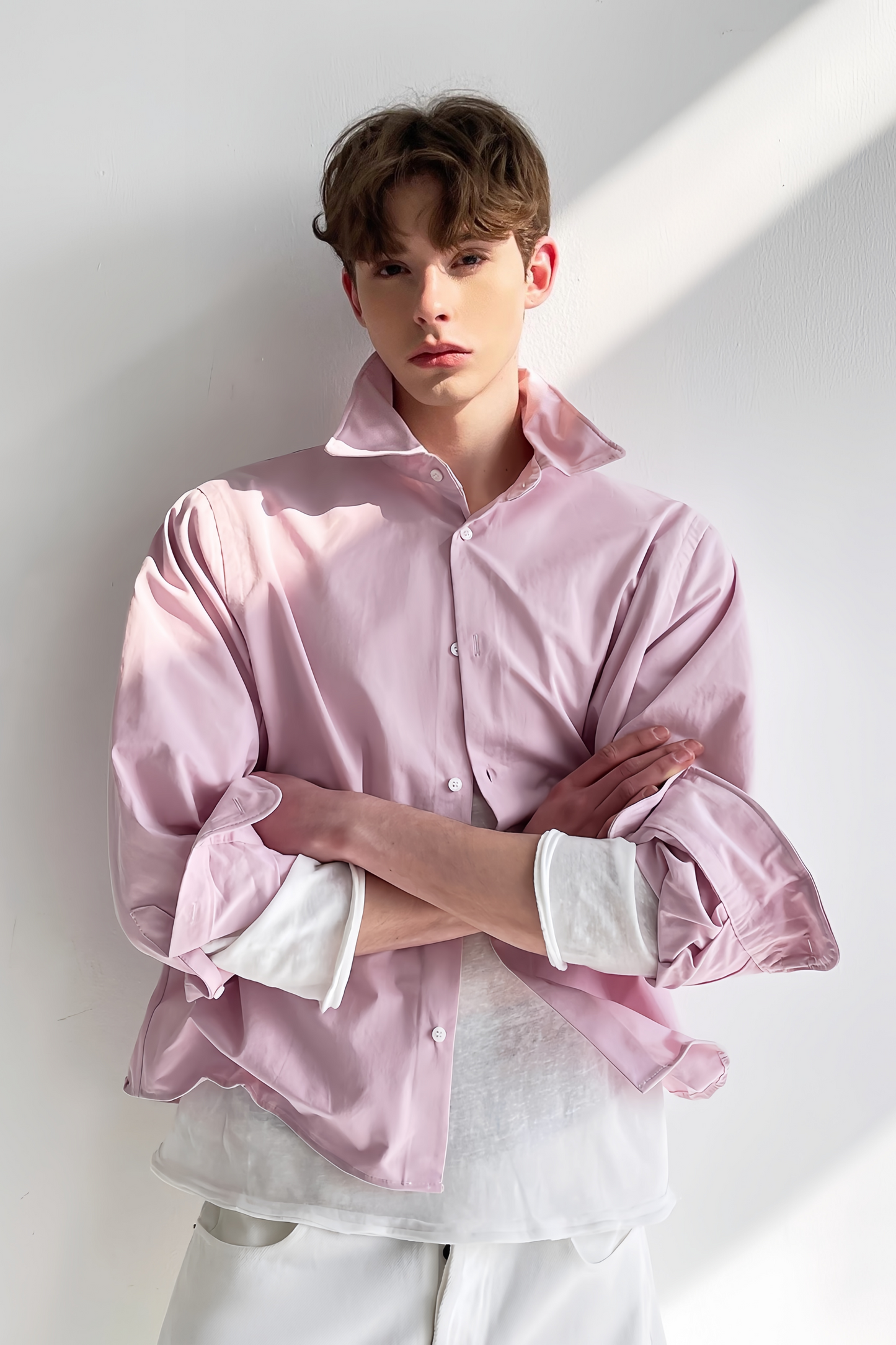 Vince pink folded collar shirt