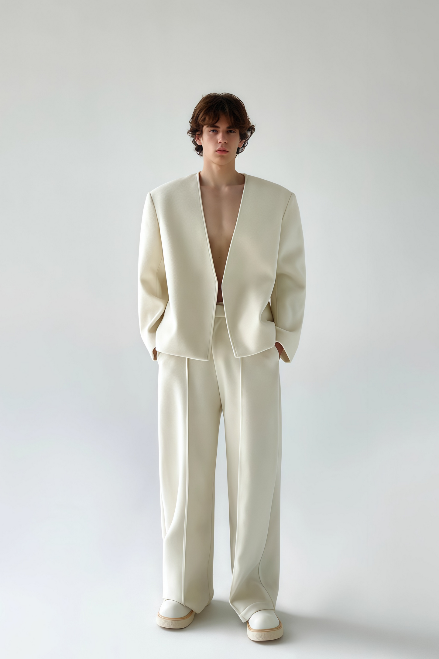 Gaspard white jacket & trousers matching set