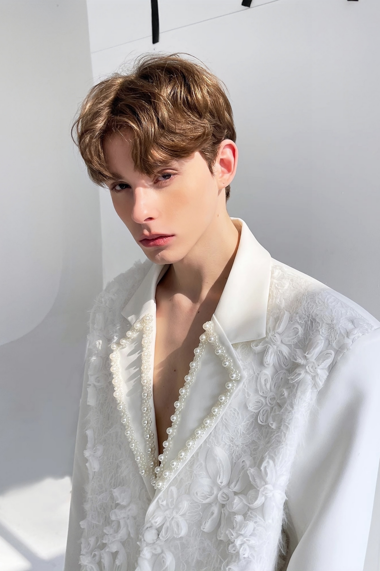 Otis white faux-pearln-embellishment blazer