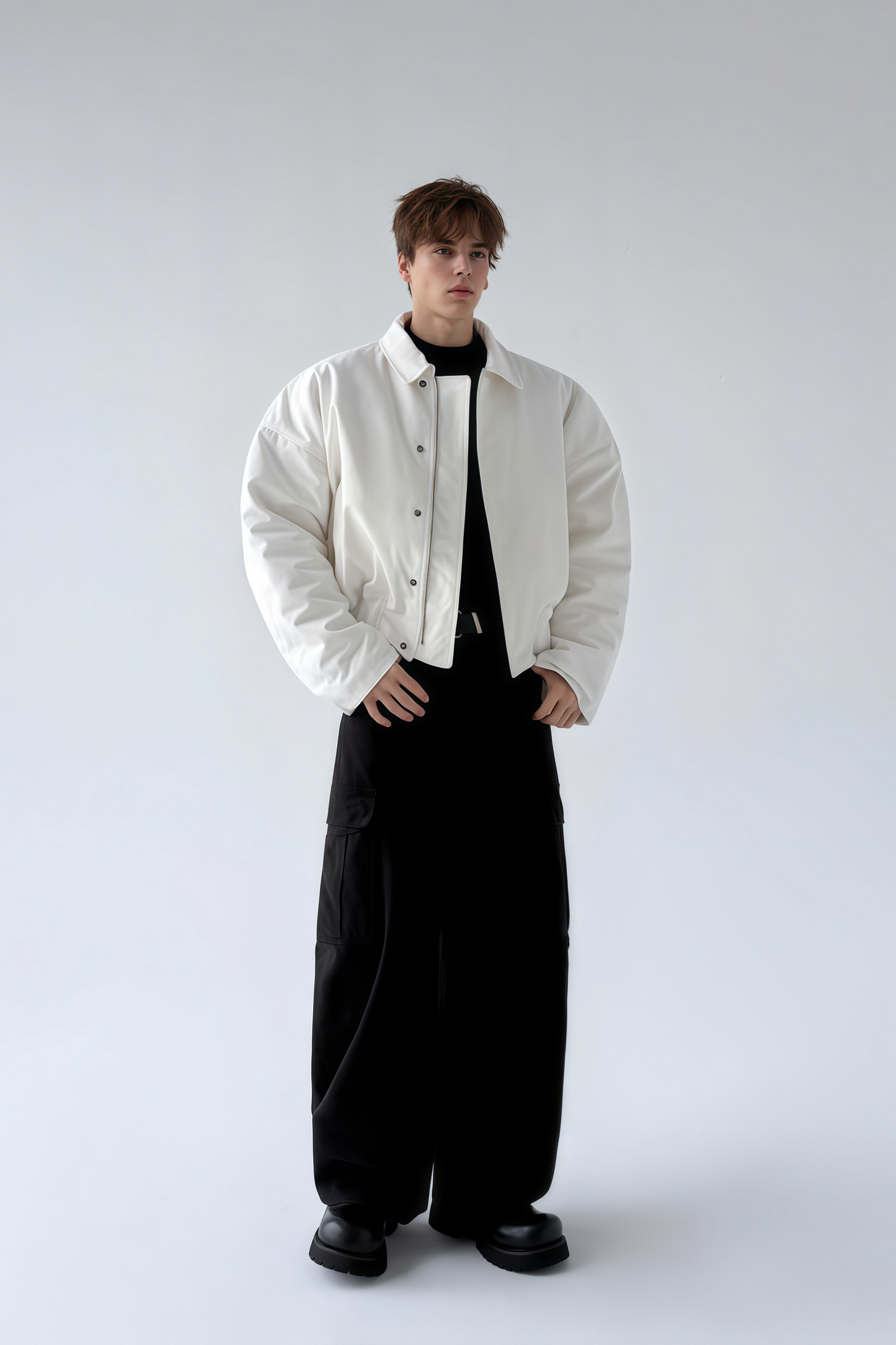 Thor white cinched-waist cropped cotton jacket
