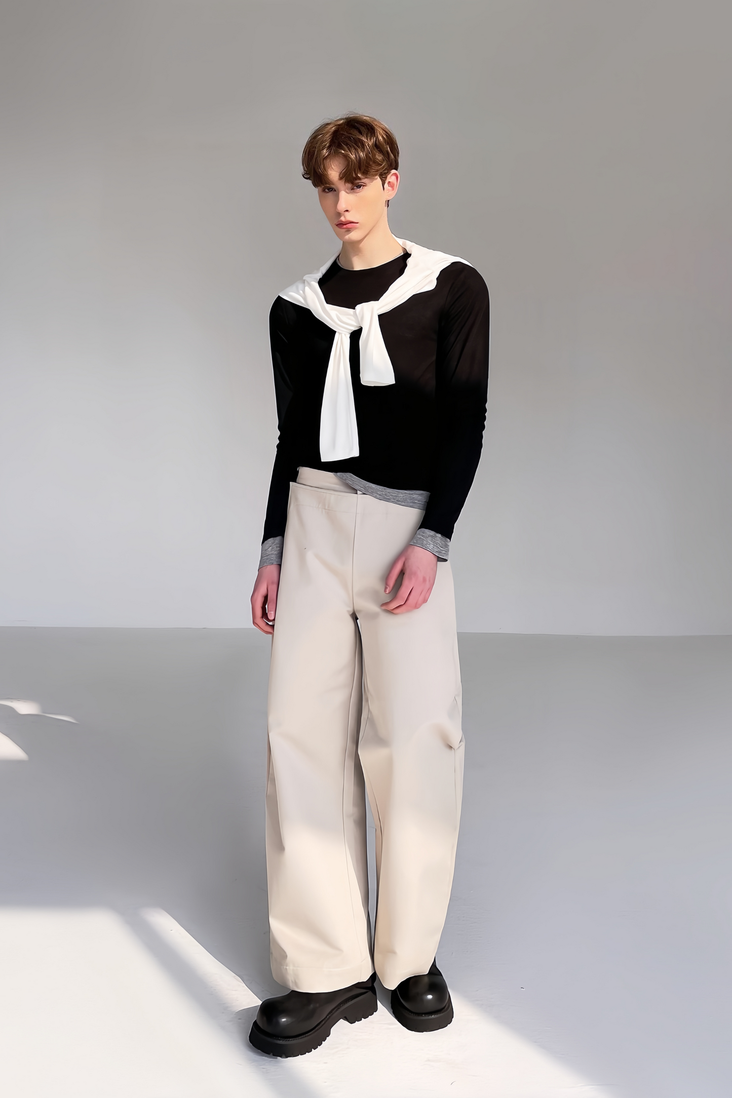 Gaston black faux two-piece jersey