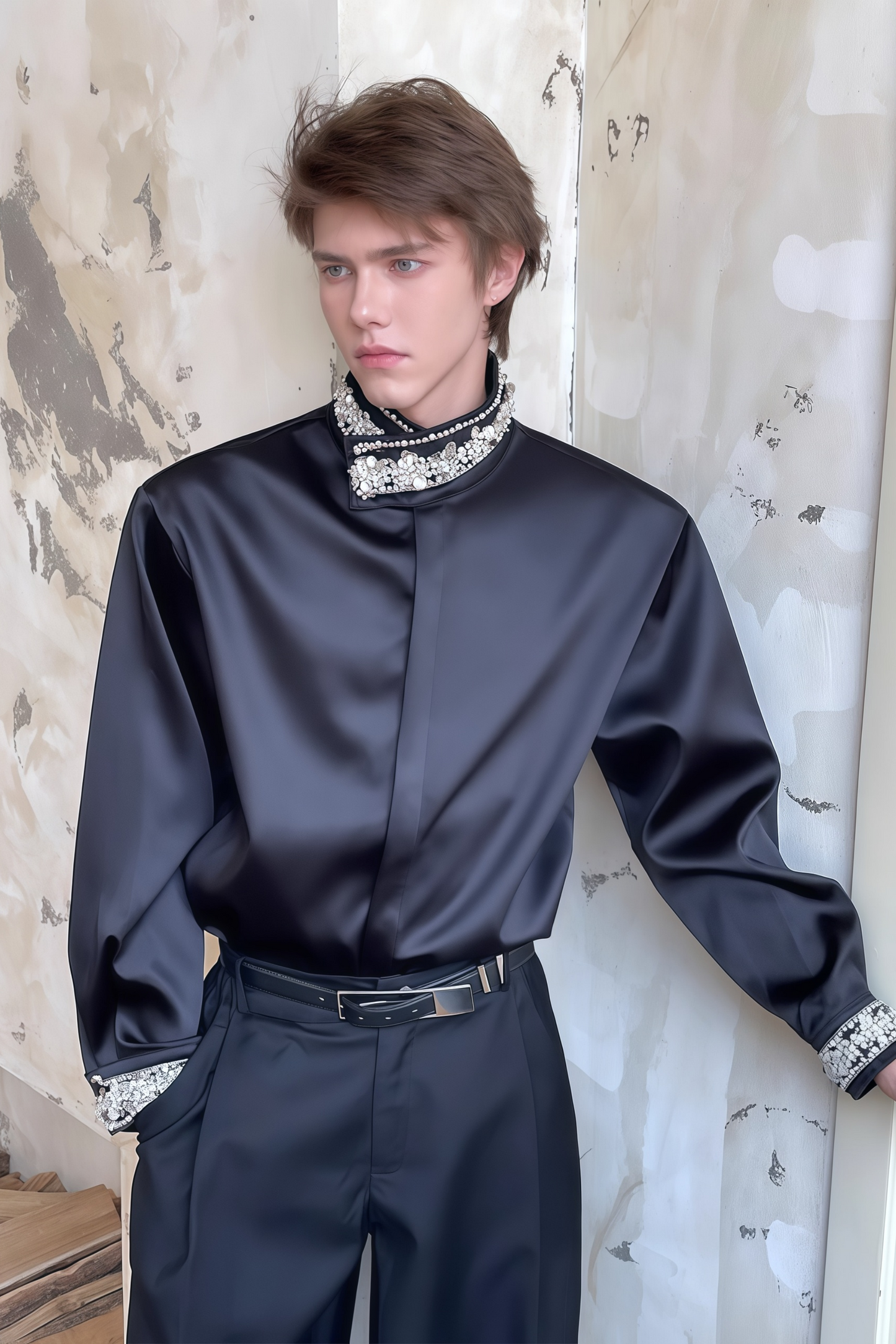 Vesper black embellished shirt