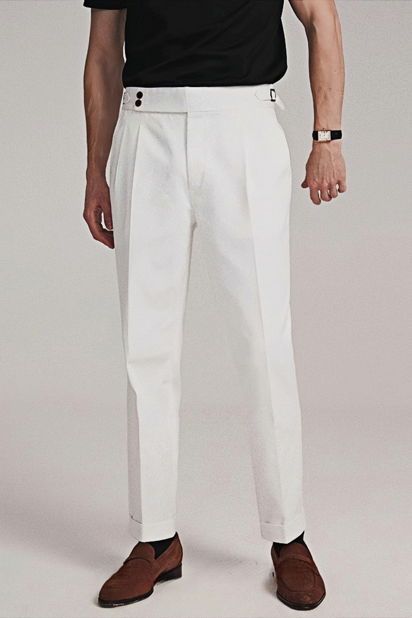 Liam white twill trousers